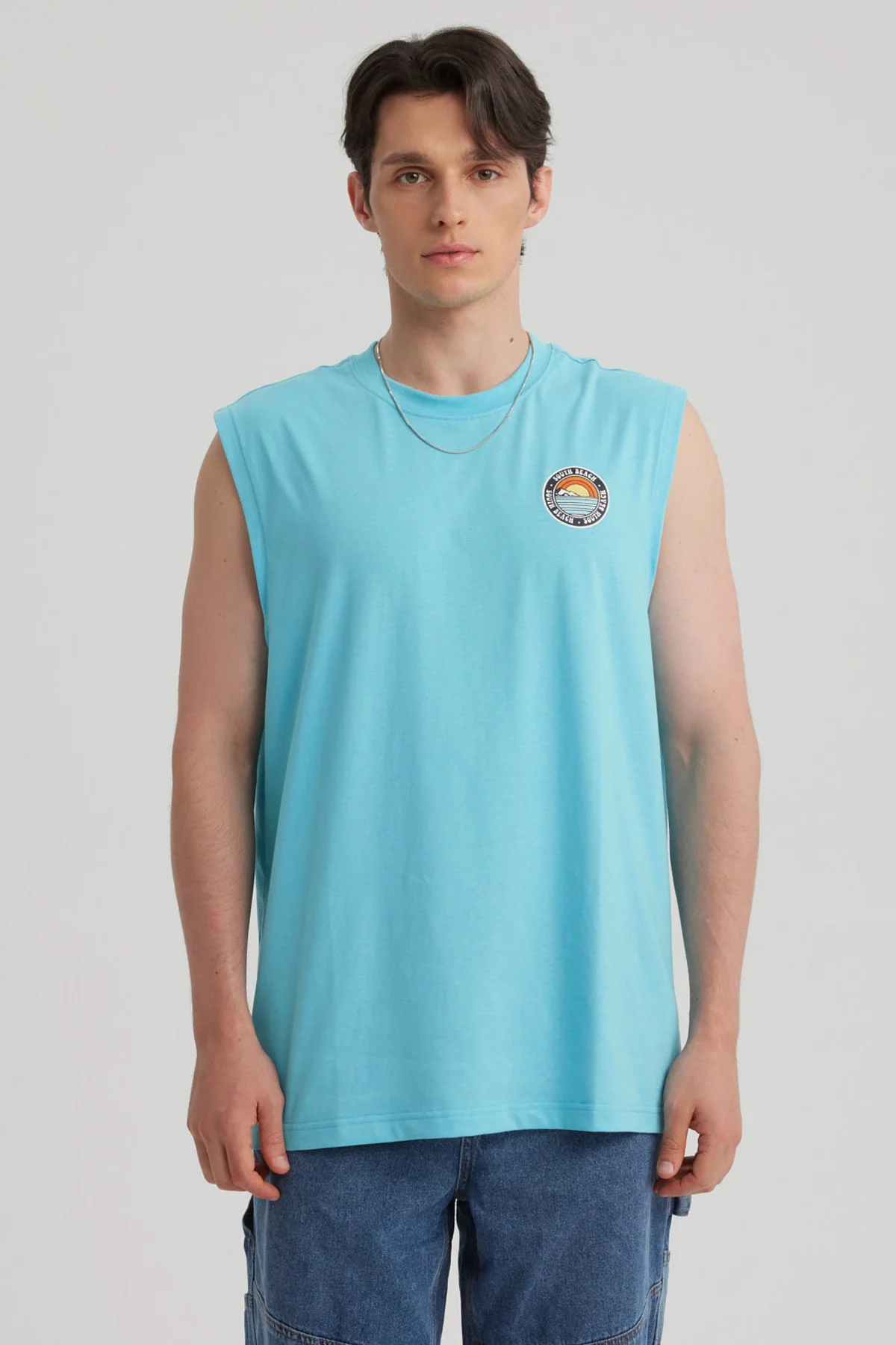 Polera Hombre Doble Print Turquesa
