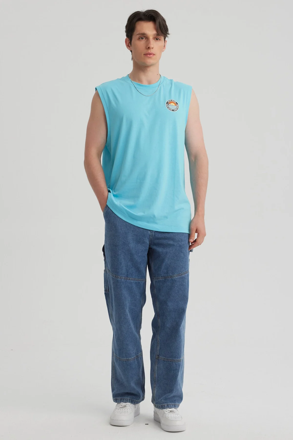 Polera Hombre Doble Print Turquesa - Image 4