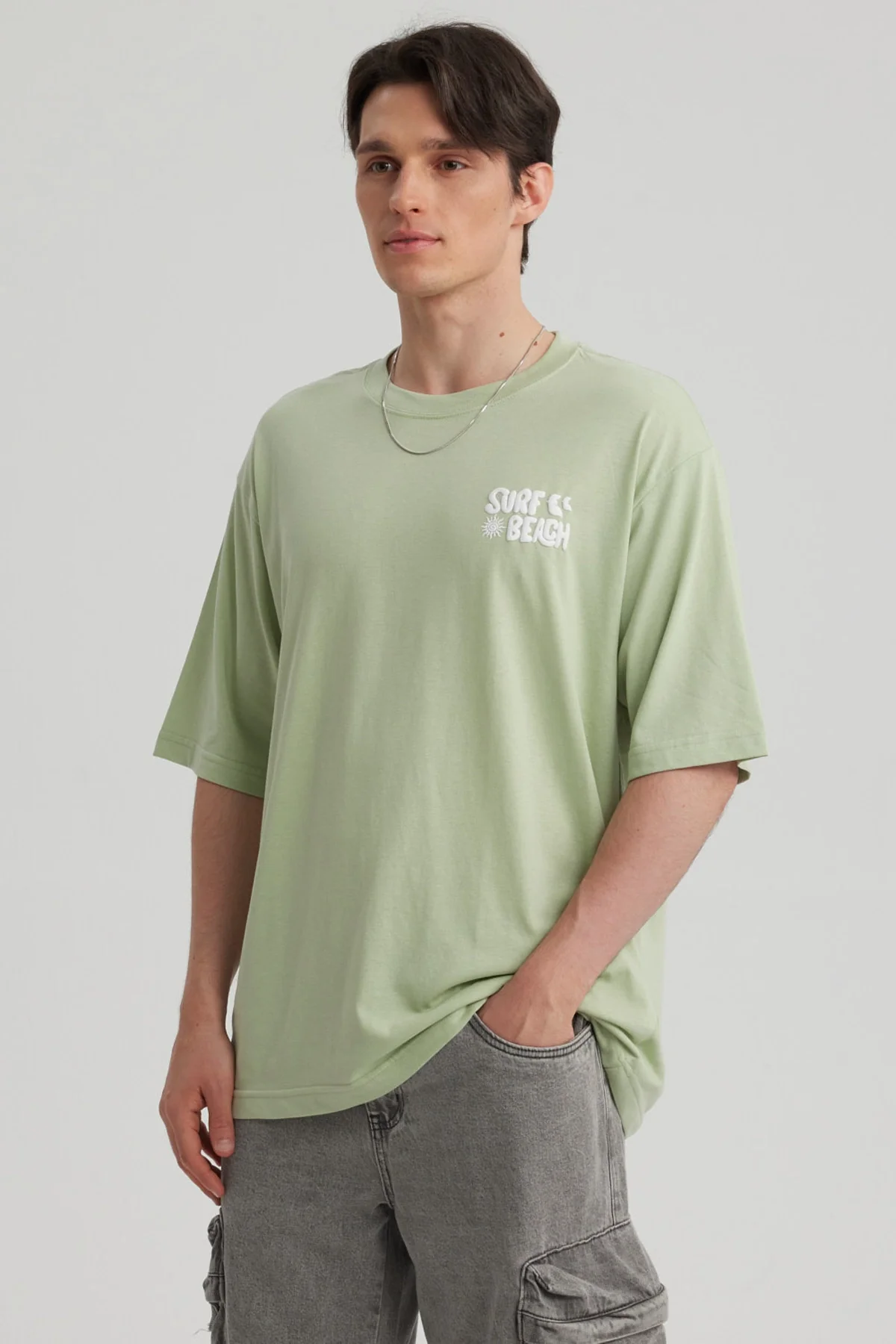 Polera Hombre Doble Print Verde Claro - Image 2