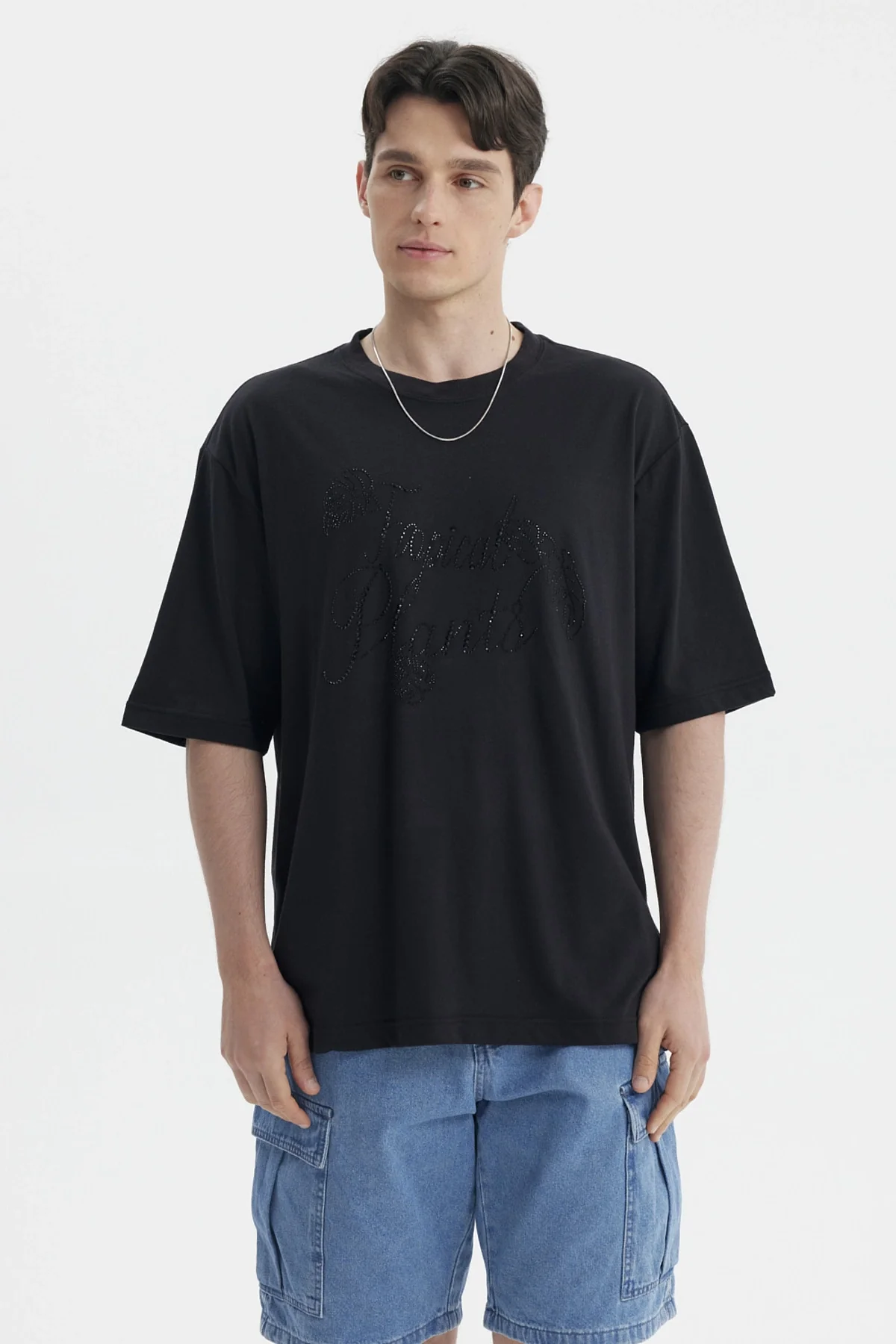 Polera Hombre Estampado Negro