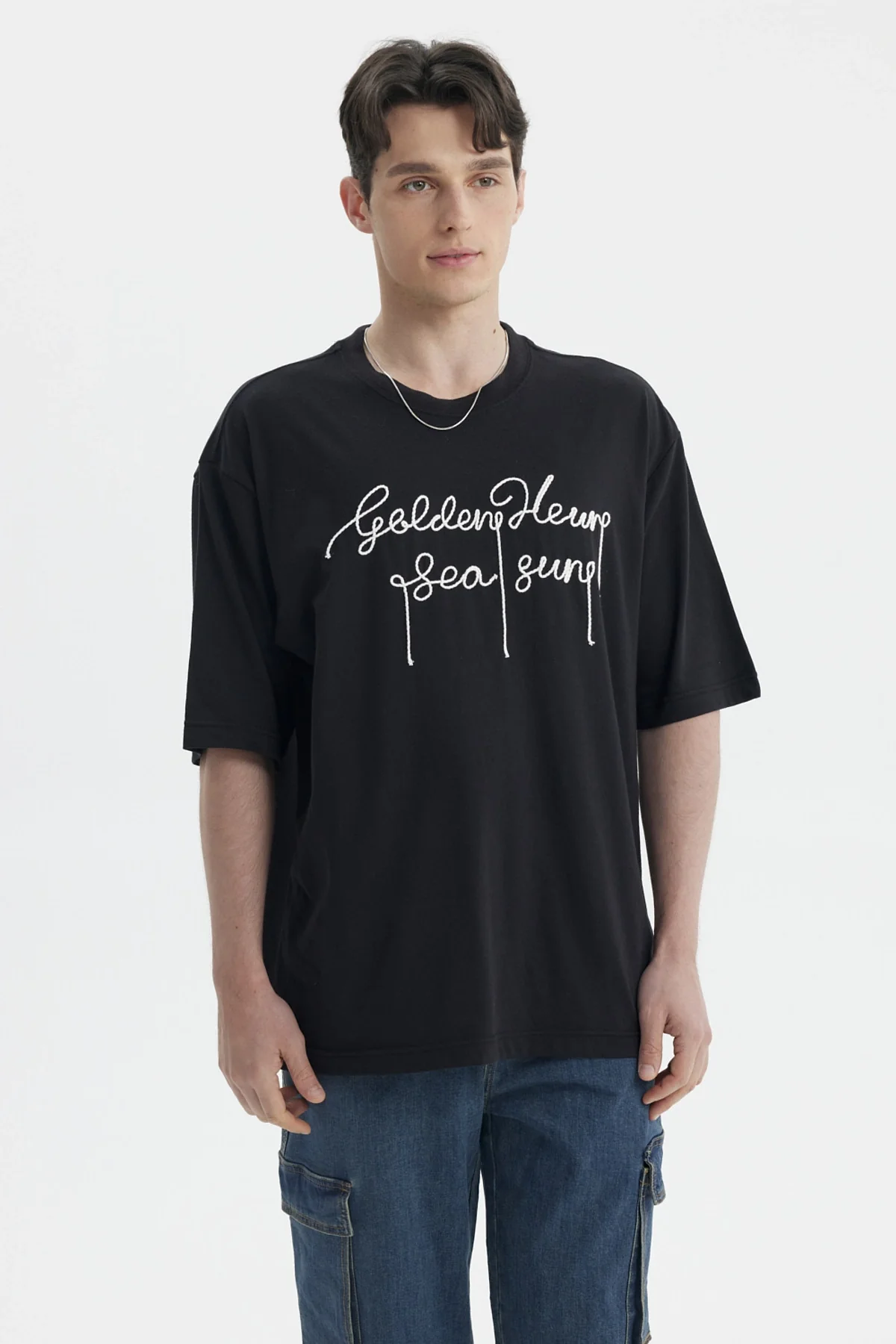 Polera Hombre Estampado Negro / Blanco