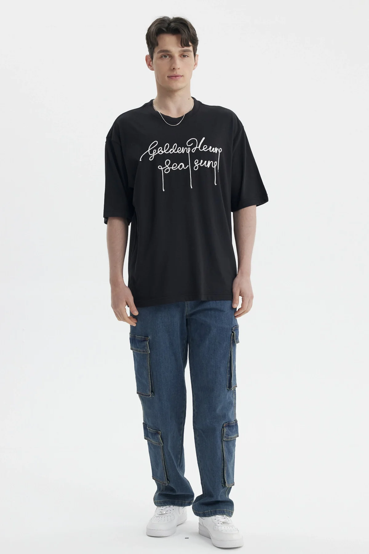 Polera Hombre Estampado Negro / Blanco - Image 4