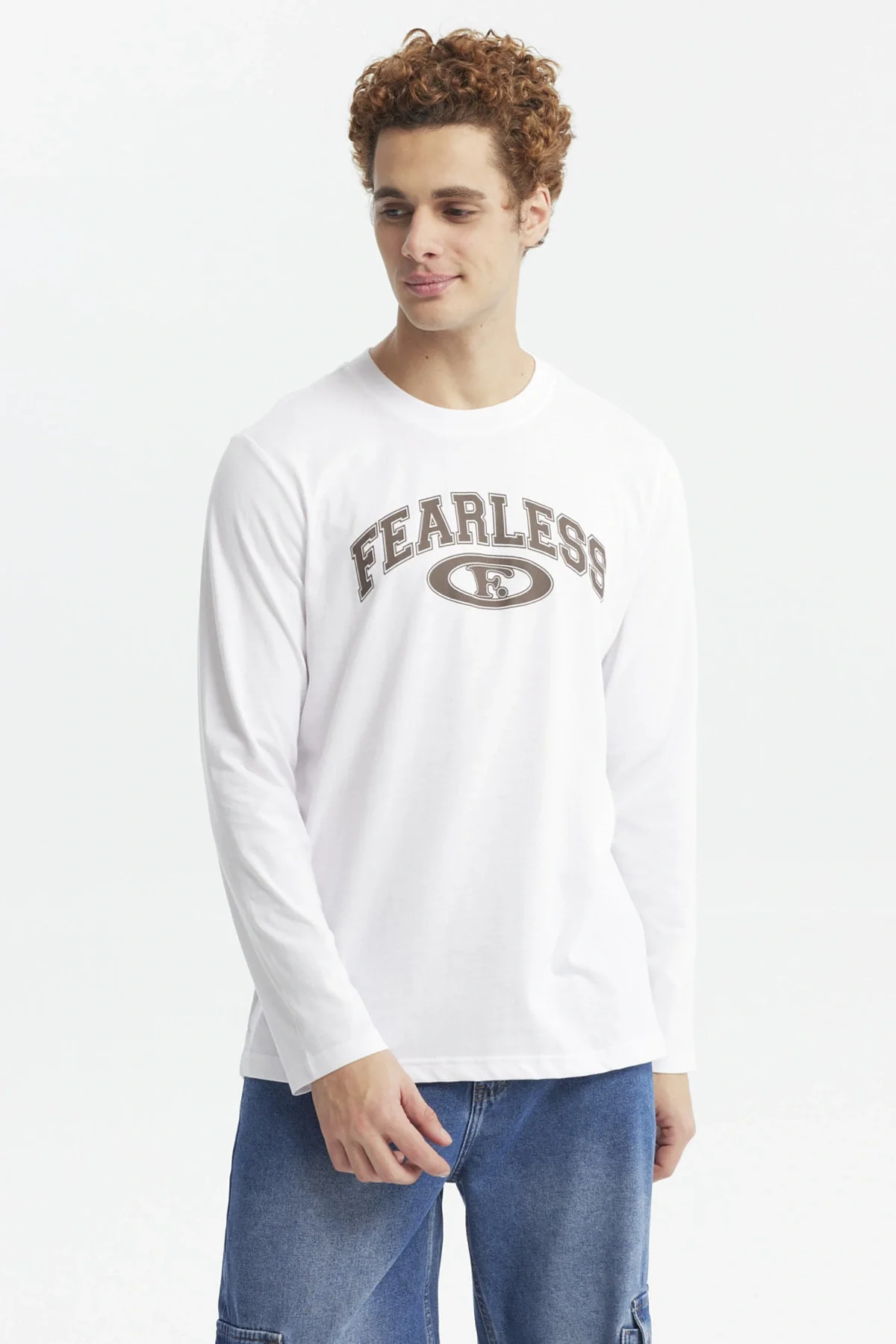 Polera Hombre Larga Con Print Blanco