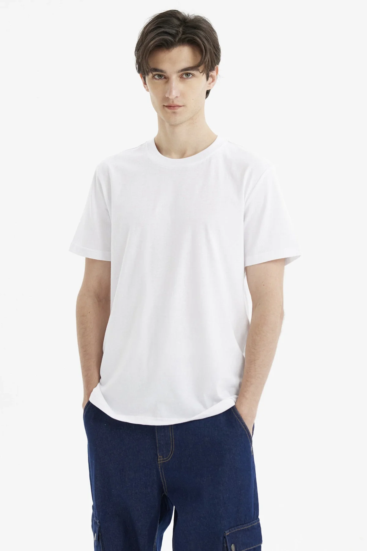 Polera Hombre Long Fit Básica Blanco