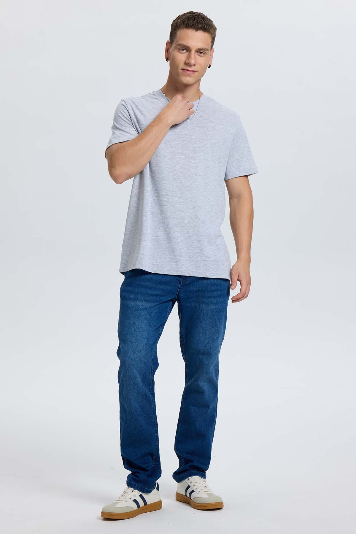 Polera Hombre Regular Fit Básica Gris Melange - Image 4