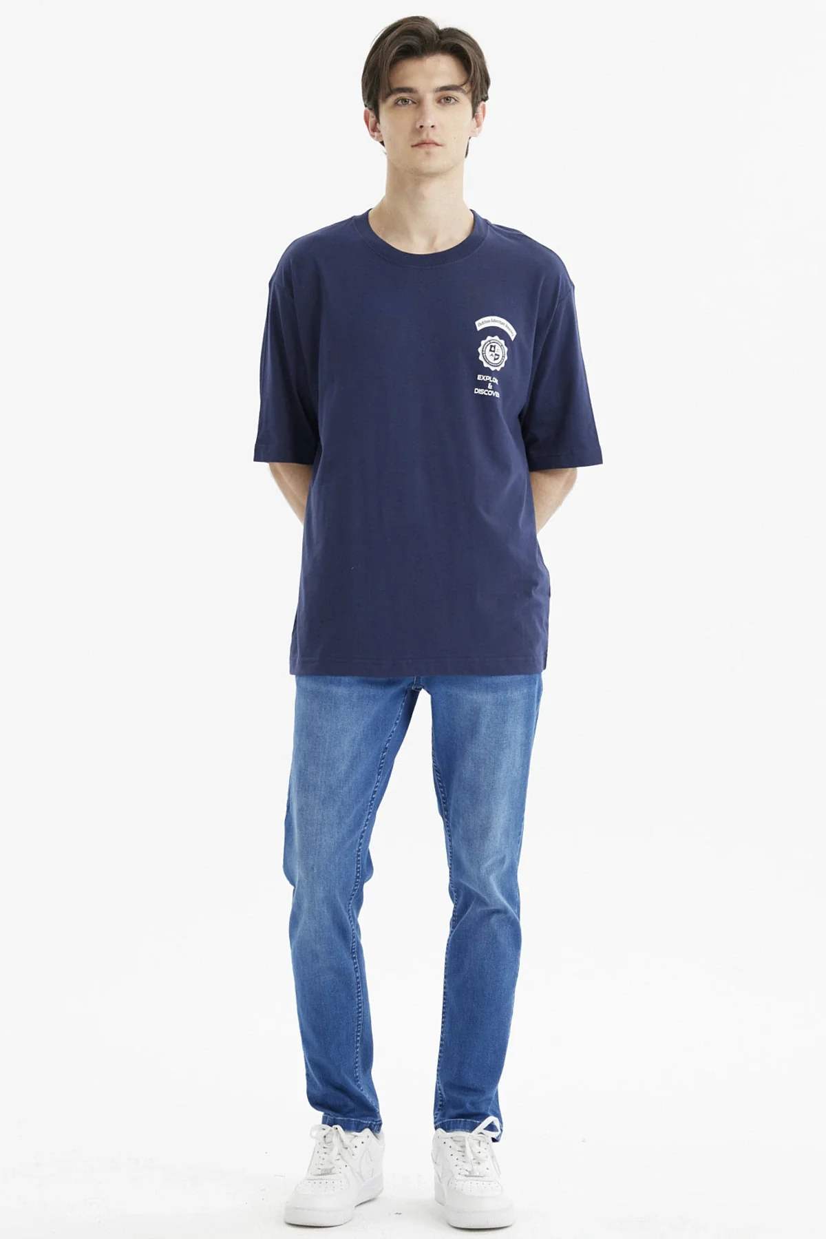 Polera Hombre Oversiza Doble Print Azul - Image 4