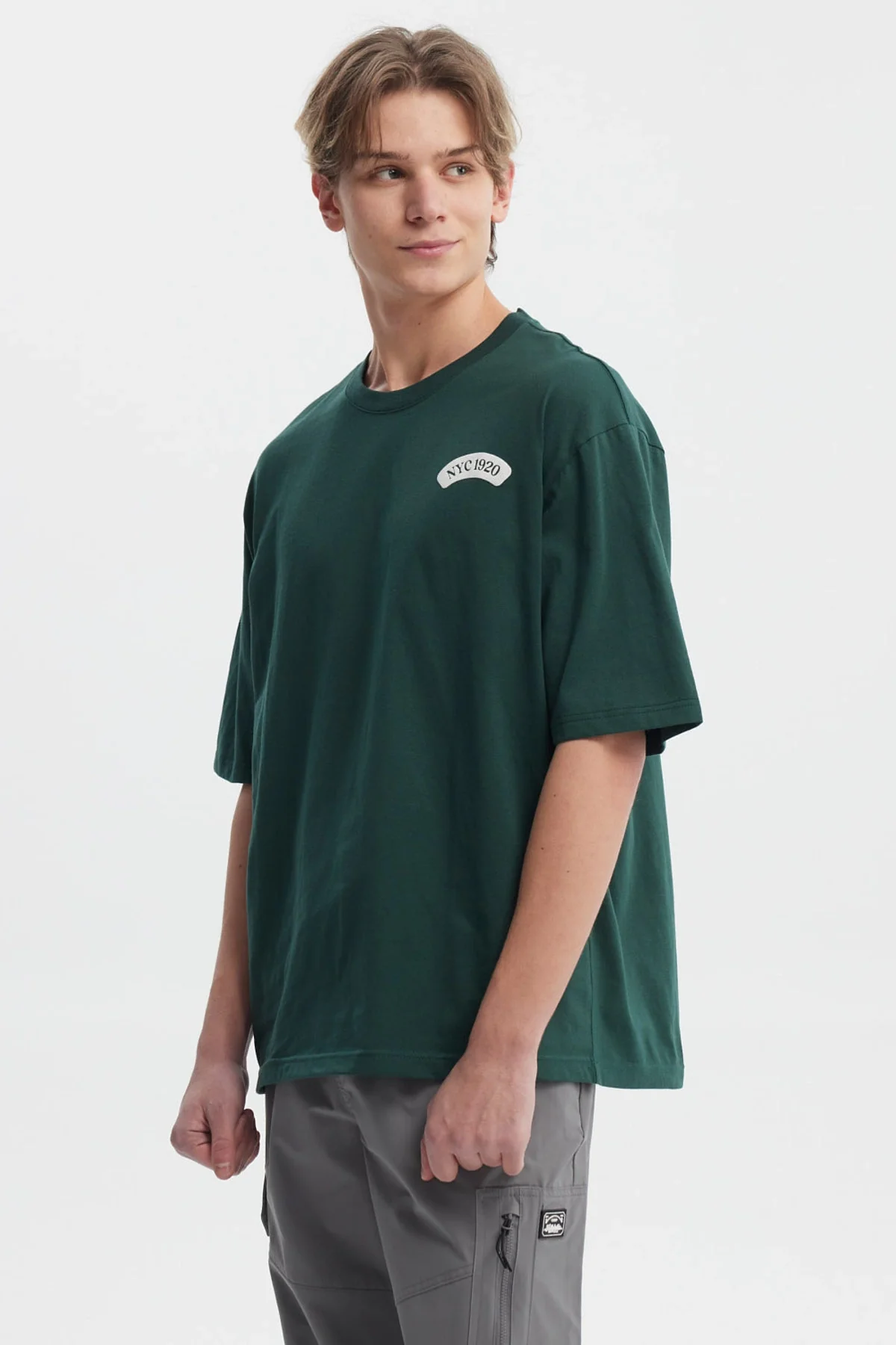 Polera Hombre Oversize Doble Print Verde - Image 3