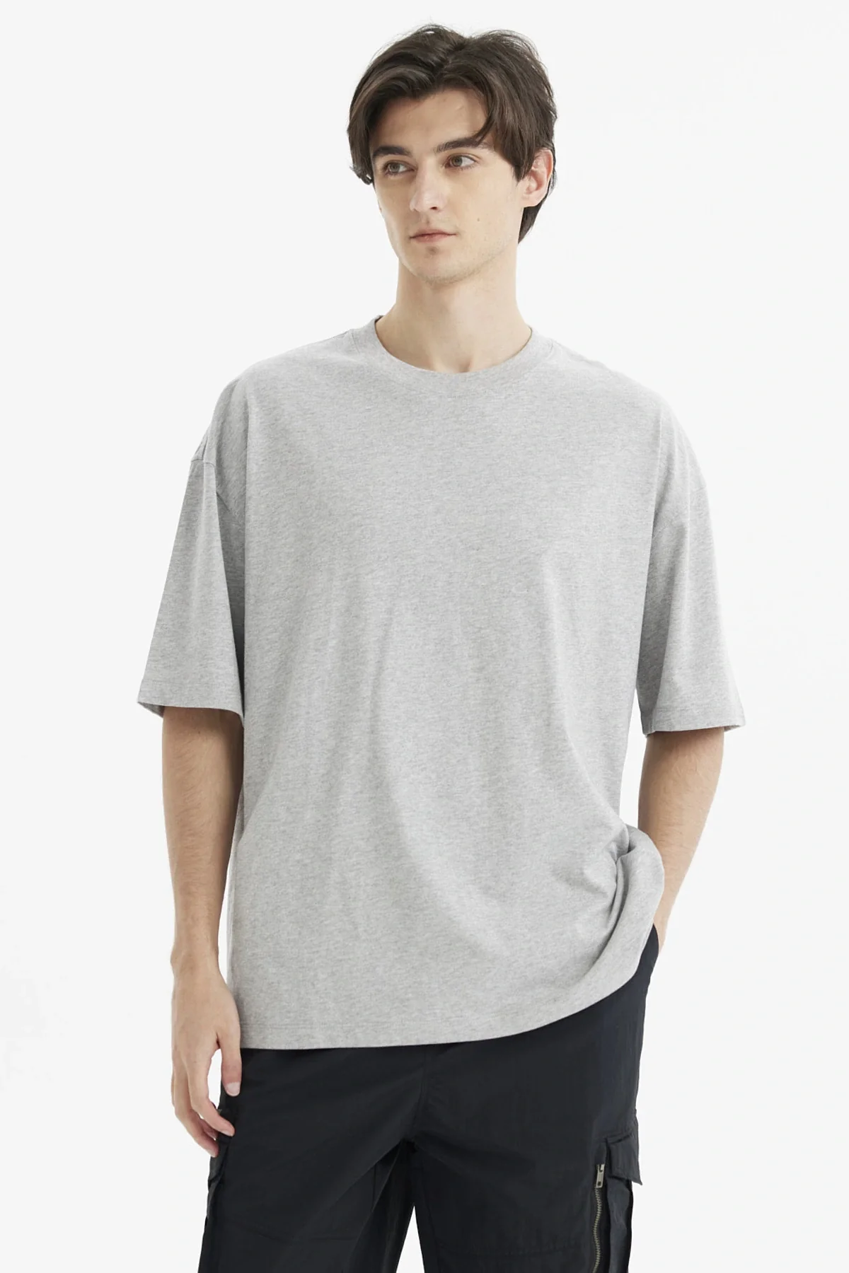 Polera Hombre Oversize Gris Melange - Image 2