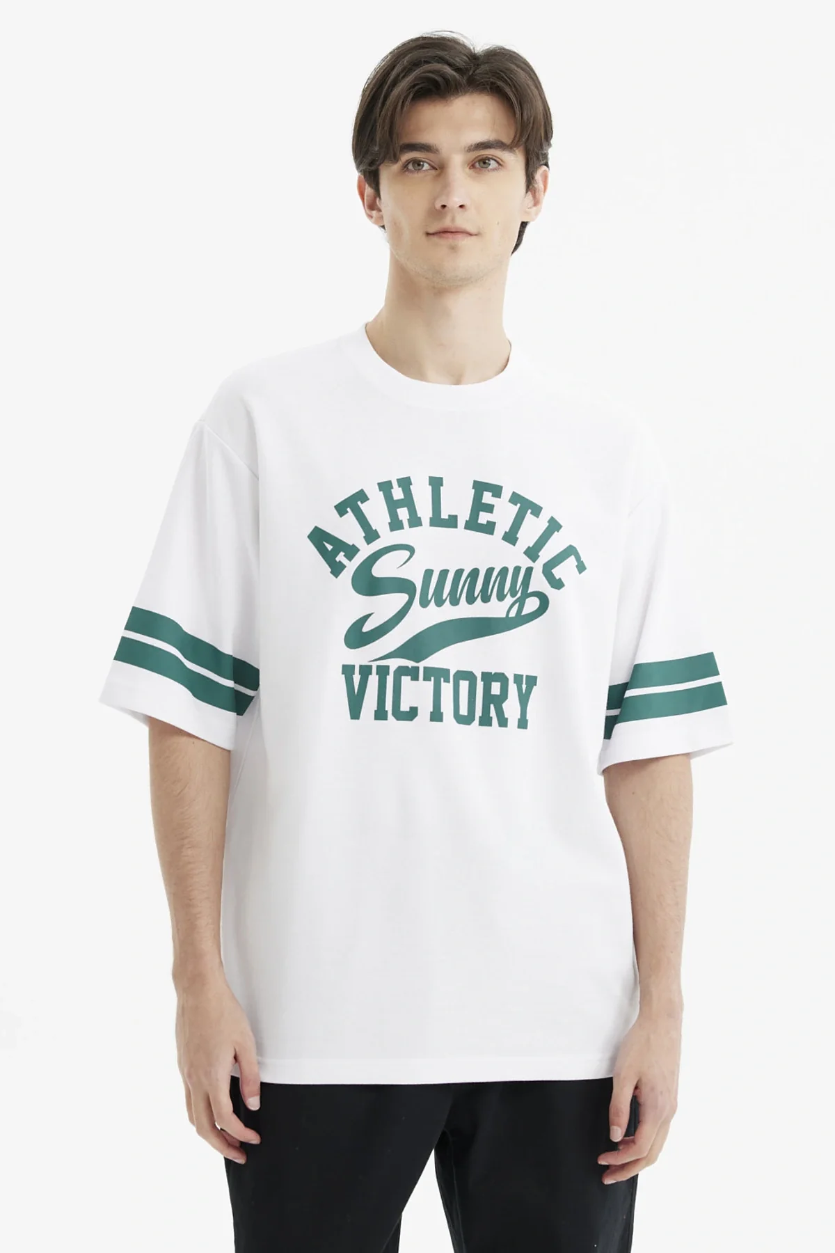 Polera Hombre Oversize Print Blanco