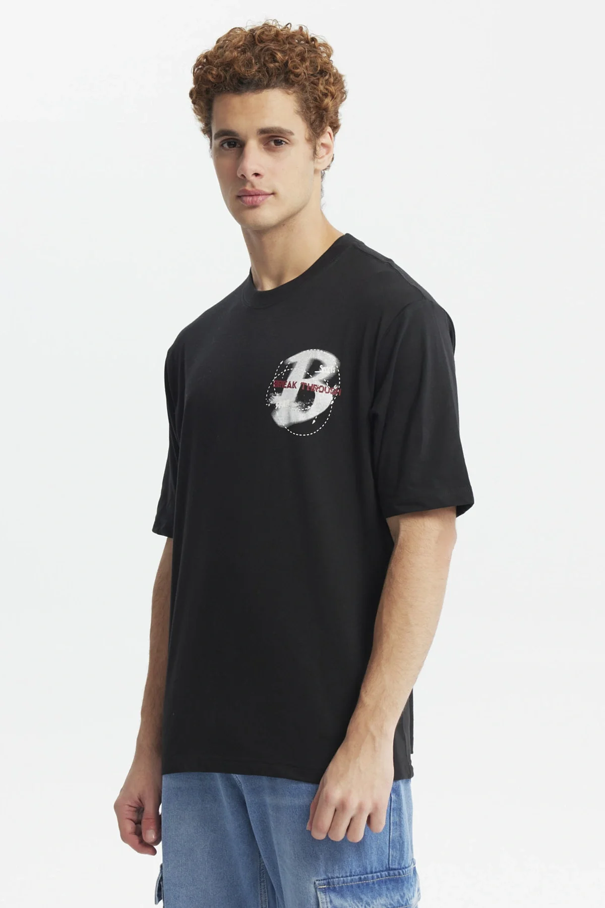 Polera Hombre Oversize Print Negro - Image 3