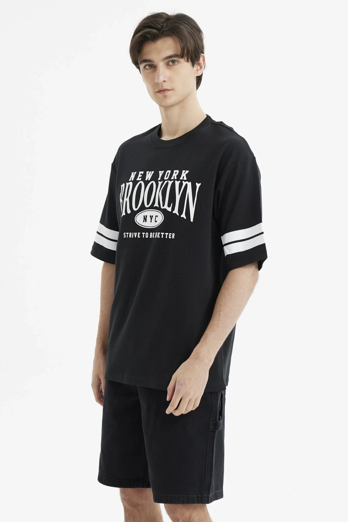 Polera Hombre Oversize Print Negro - Image 2