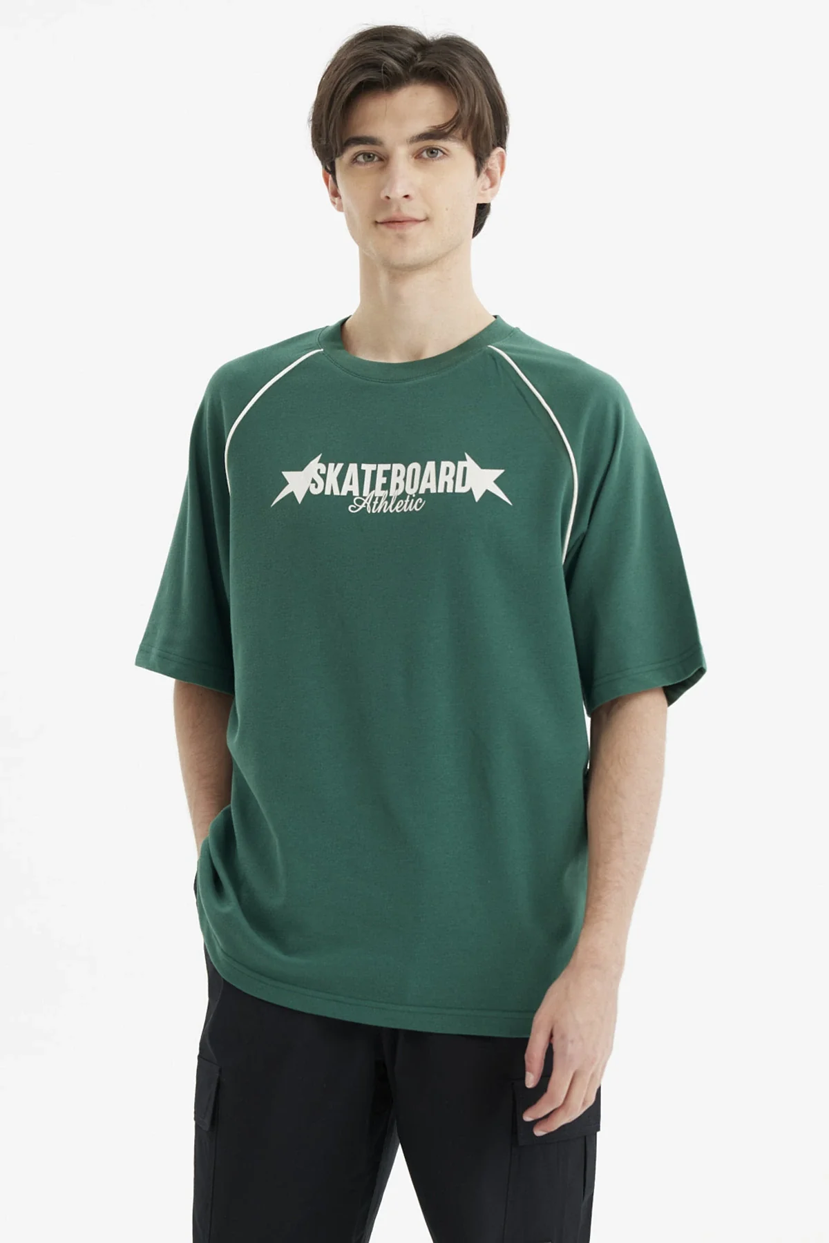 Polera Hombre Oversize Print Verde
