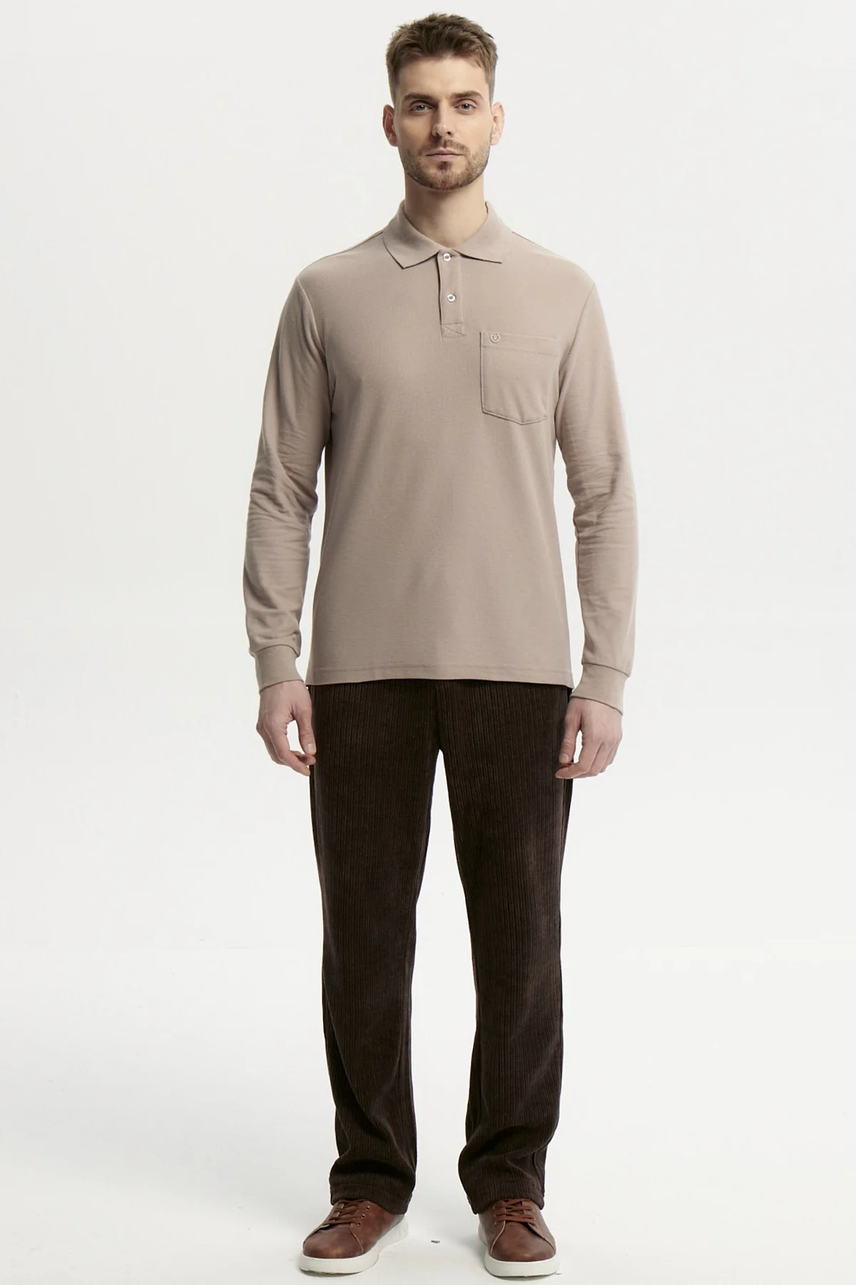 Polera Hombre Pique Básica Beige - Image 4
