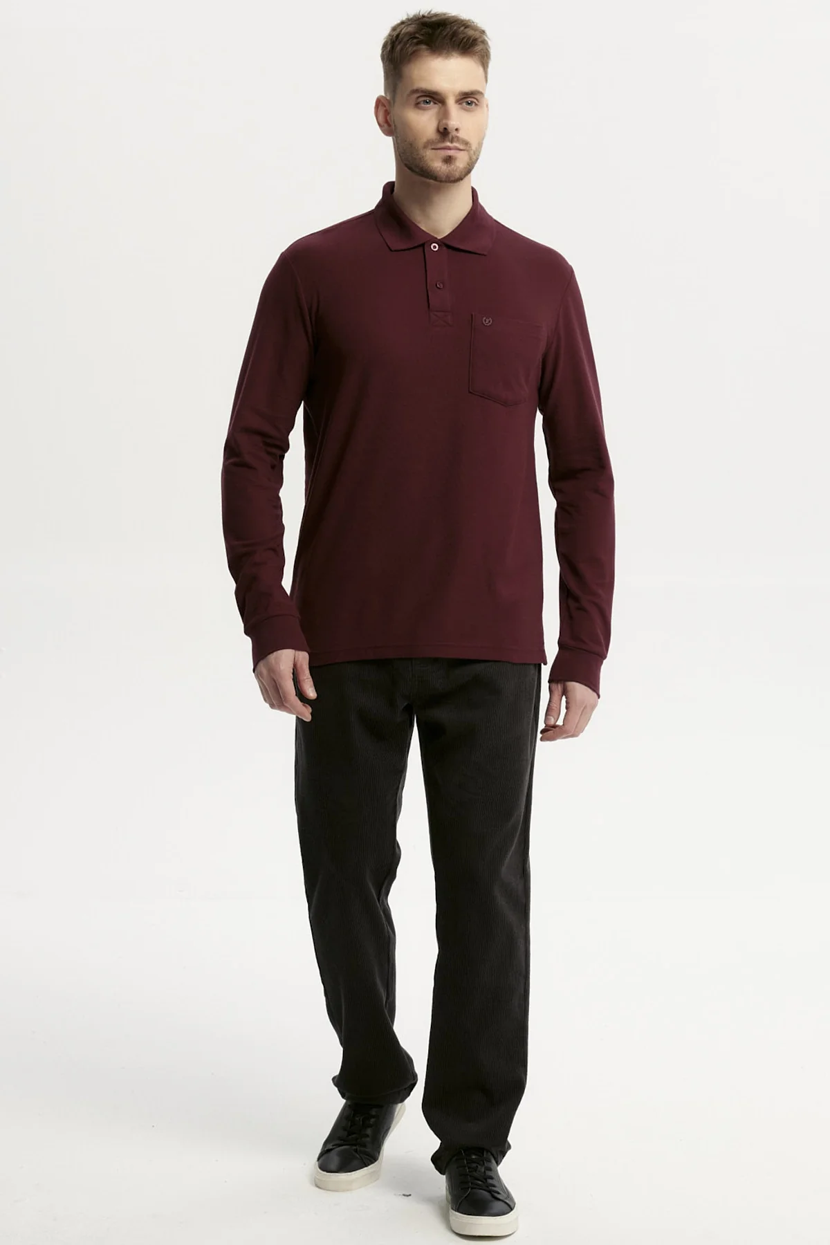 Polera Hombre Pique Básica Burdeo - Image 4