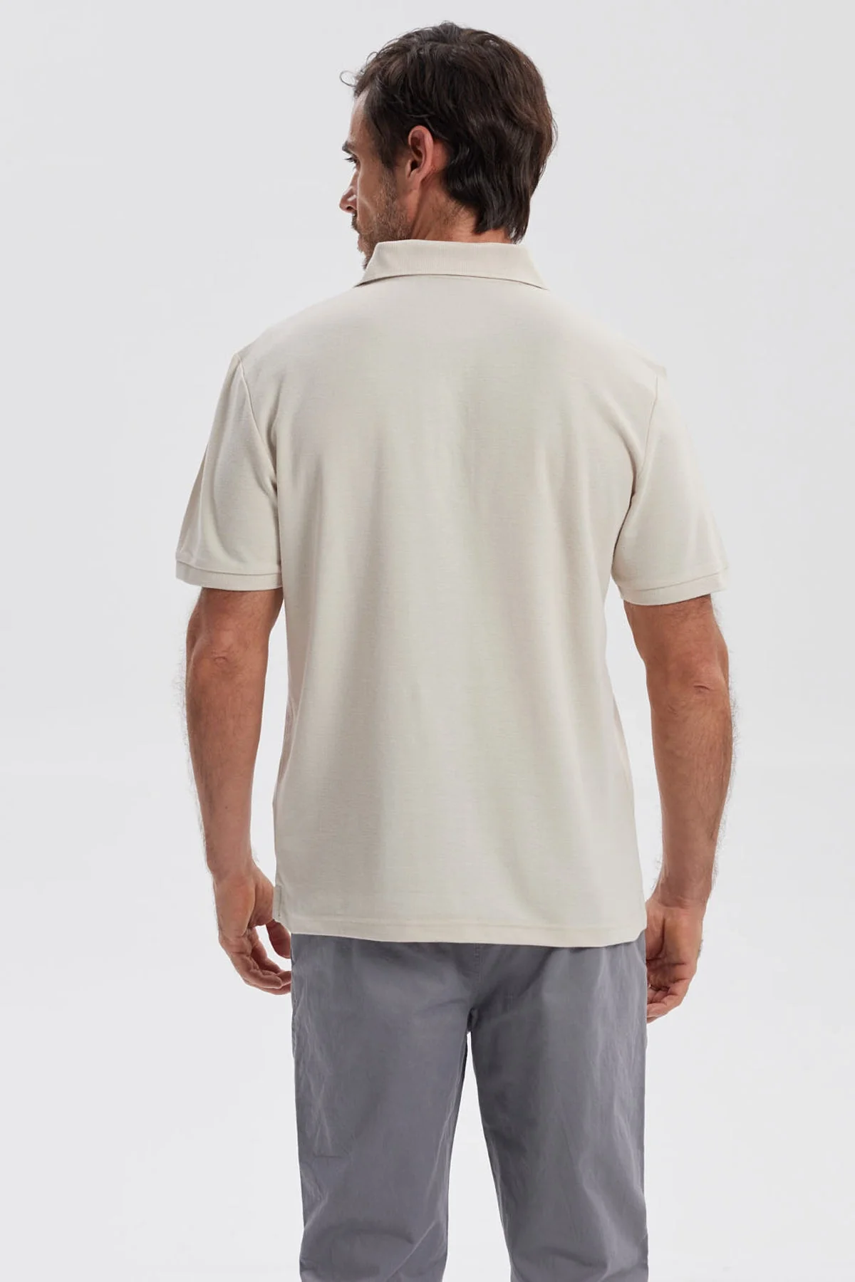 Polera Hombre Pique Básica Lisa Beige - Image 3