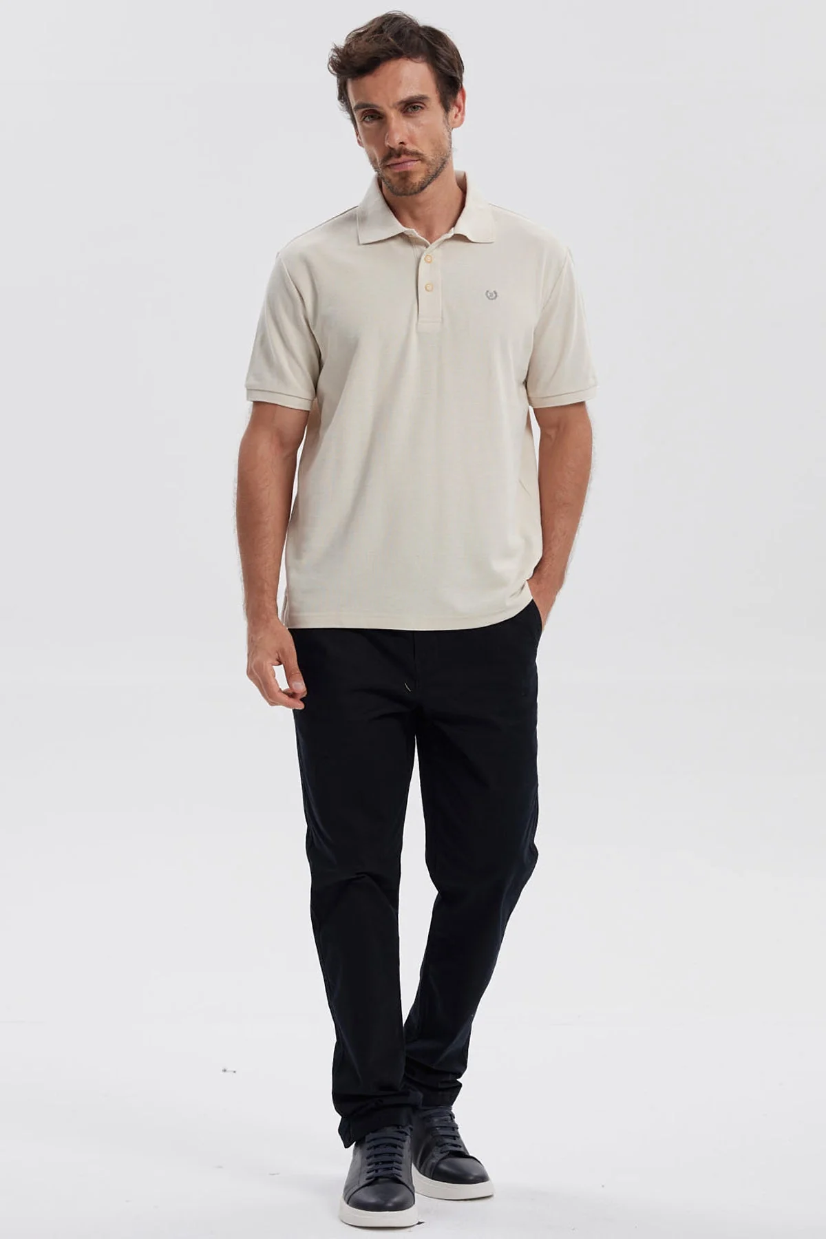 Polera Hombre Pique Básica Lisa Beige - Image 4