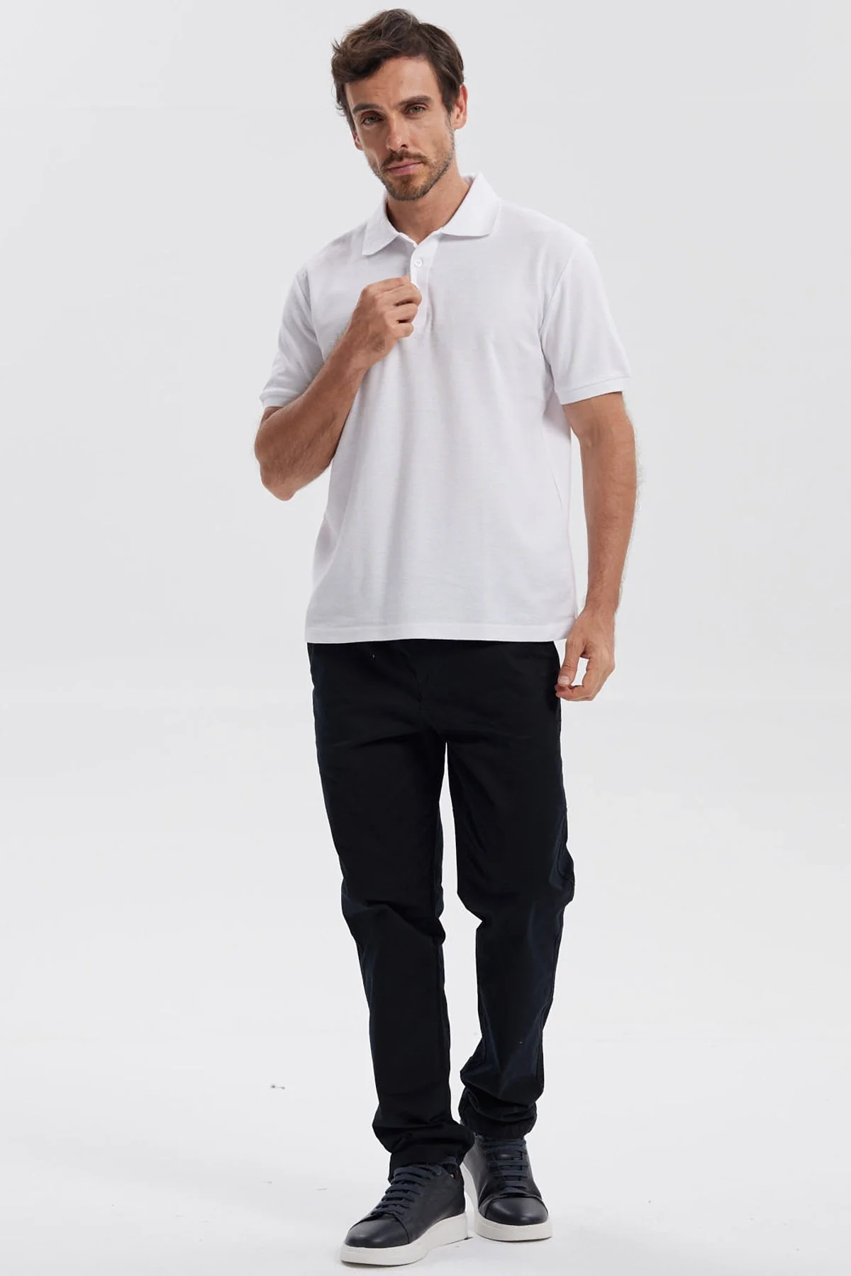 Polera Hombre Pique Básica Lisa Blanco - Image 4