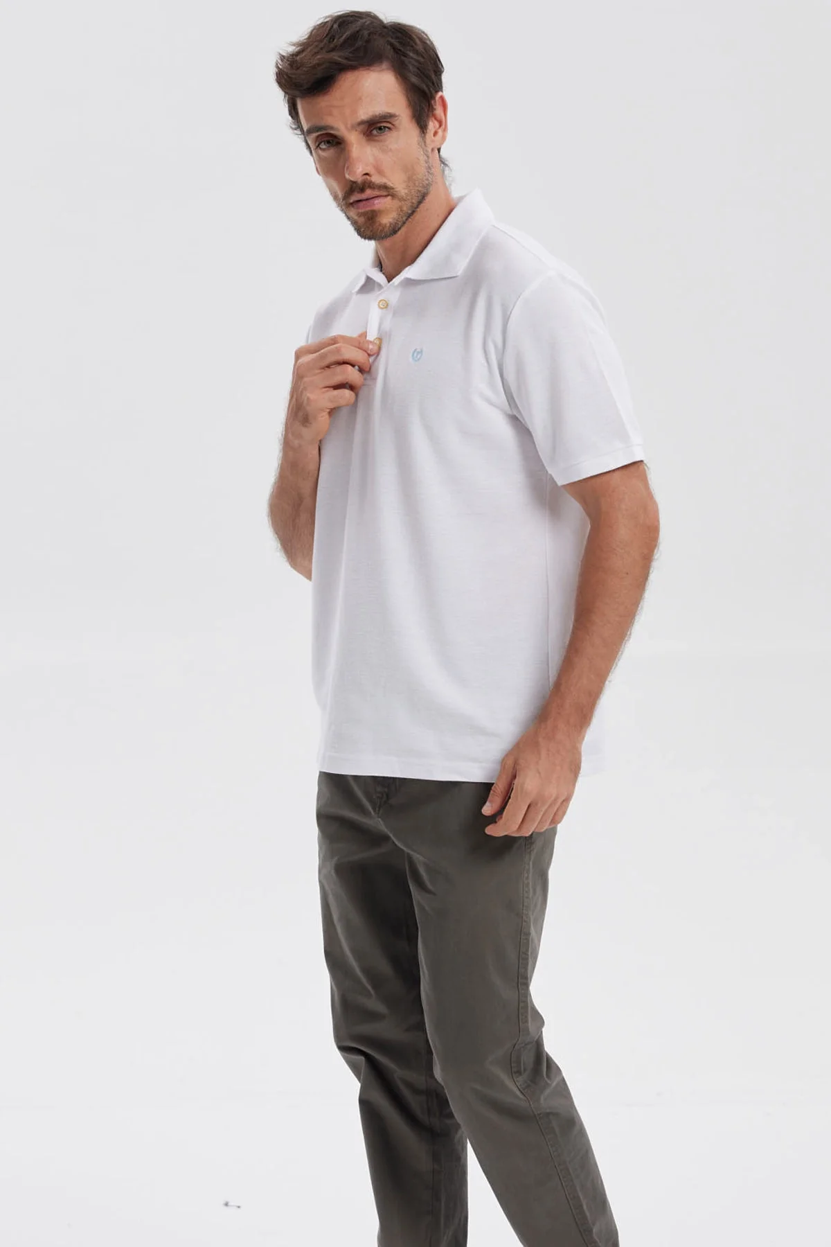 Polera Hombre Pique Básica Lisa Blanco - Image 2