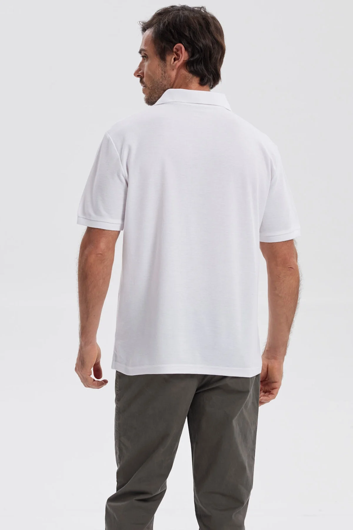 Polera Hombre Pique Básica Lisa Blanco - Image 3