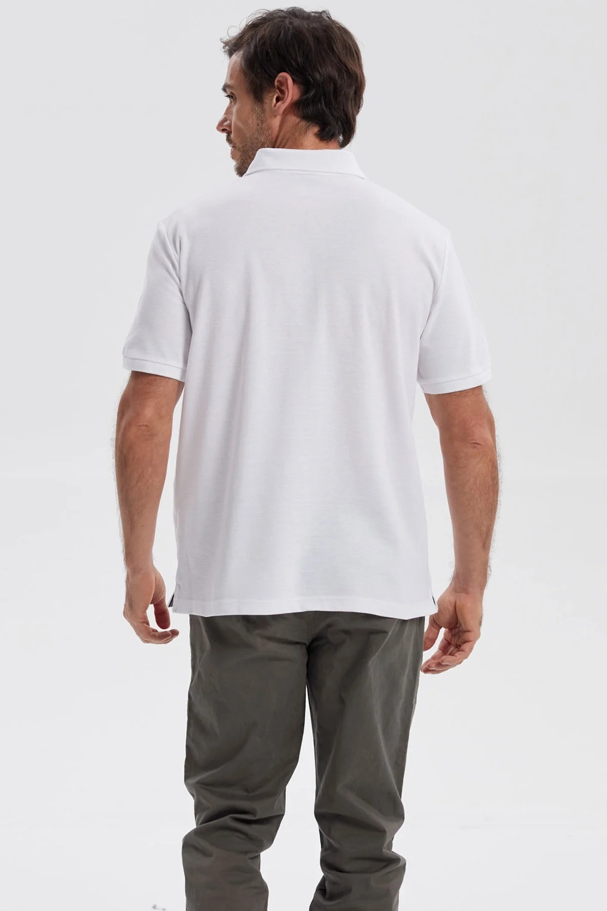 Polera Hombre Pique Básica Lisa Blanco - Image 3