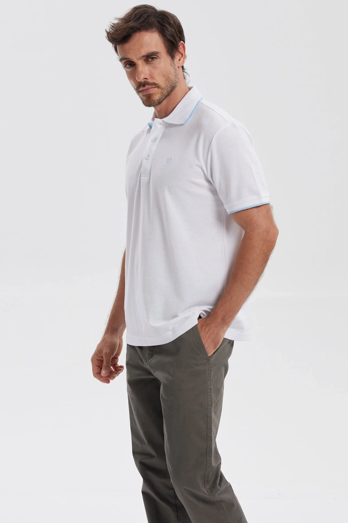 Polera Hombre Pique Básica Lisa Blanco - Image 2