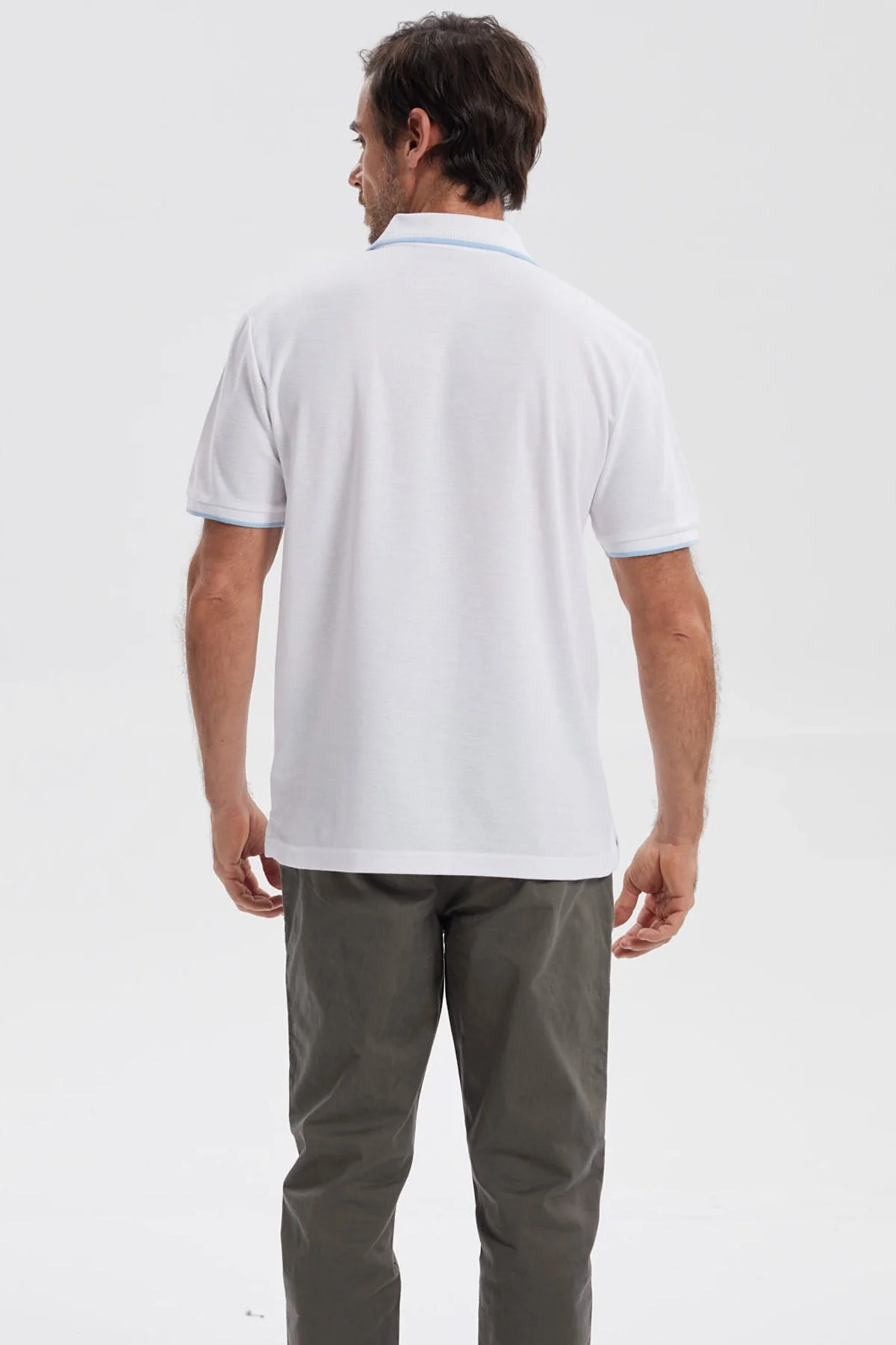 Polera Hombre Pique Básica Lisa Blanco - Image 3
