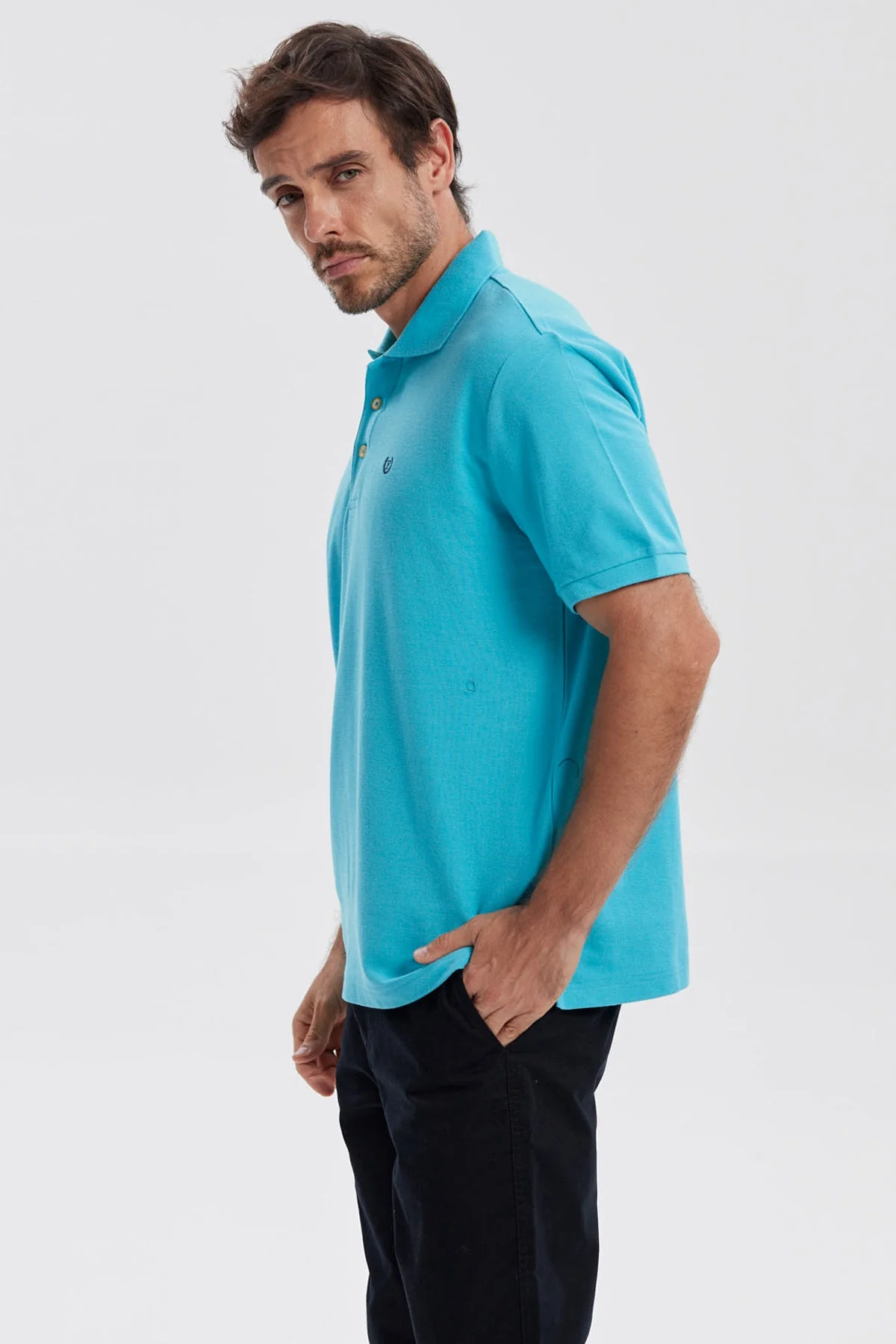 Polera Hombre Pique Básica Lisa Calipso - Image 2