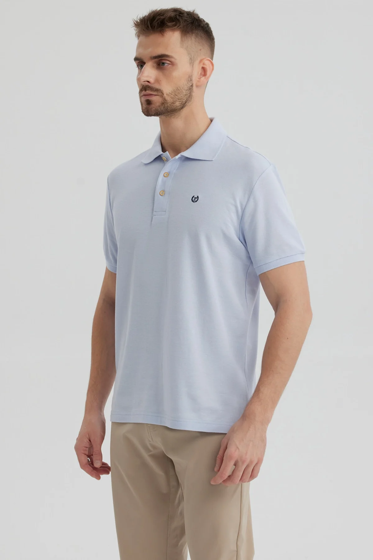 Polera Hombre Pique Básica Lisa Celeste - Image 2