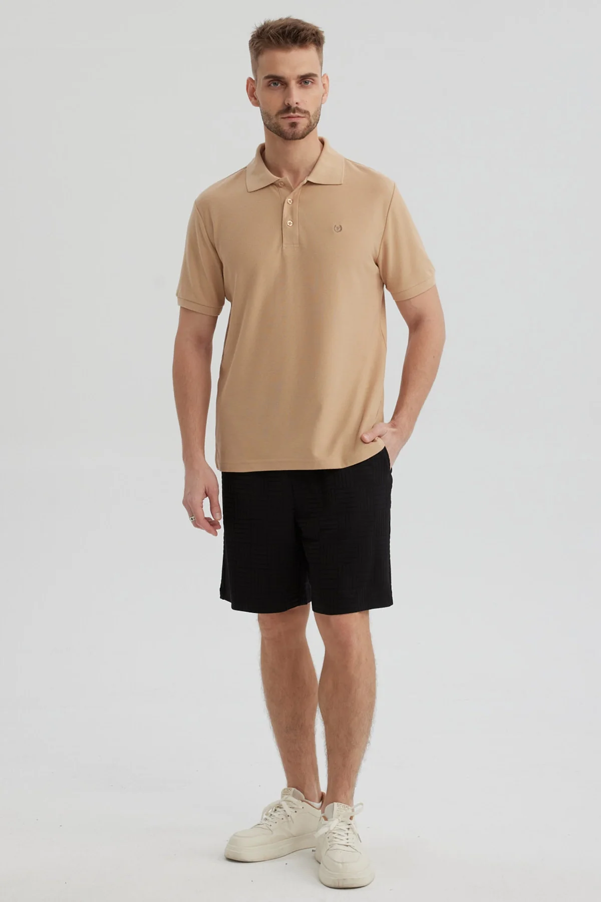Polera Hombre Pique Básica Lisa Kaki - Image 4