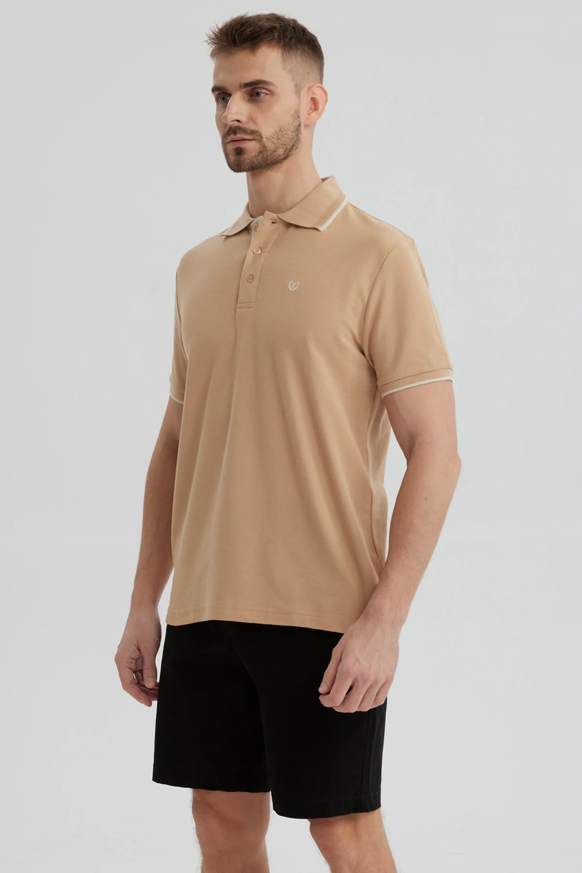 Polera Hombre Pique Básica Lisa Kaki - Image 2