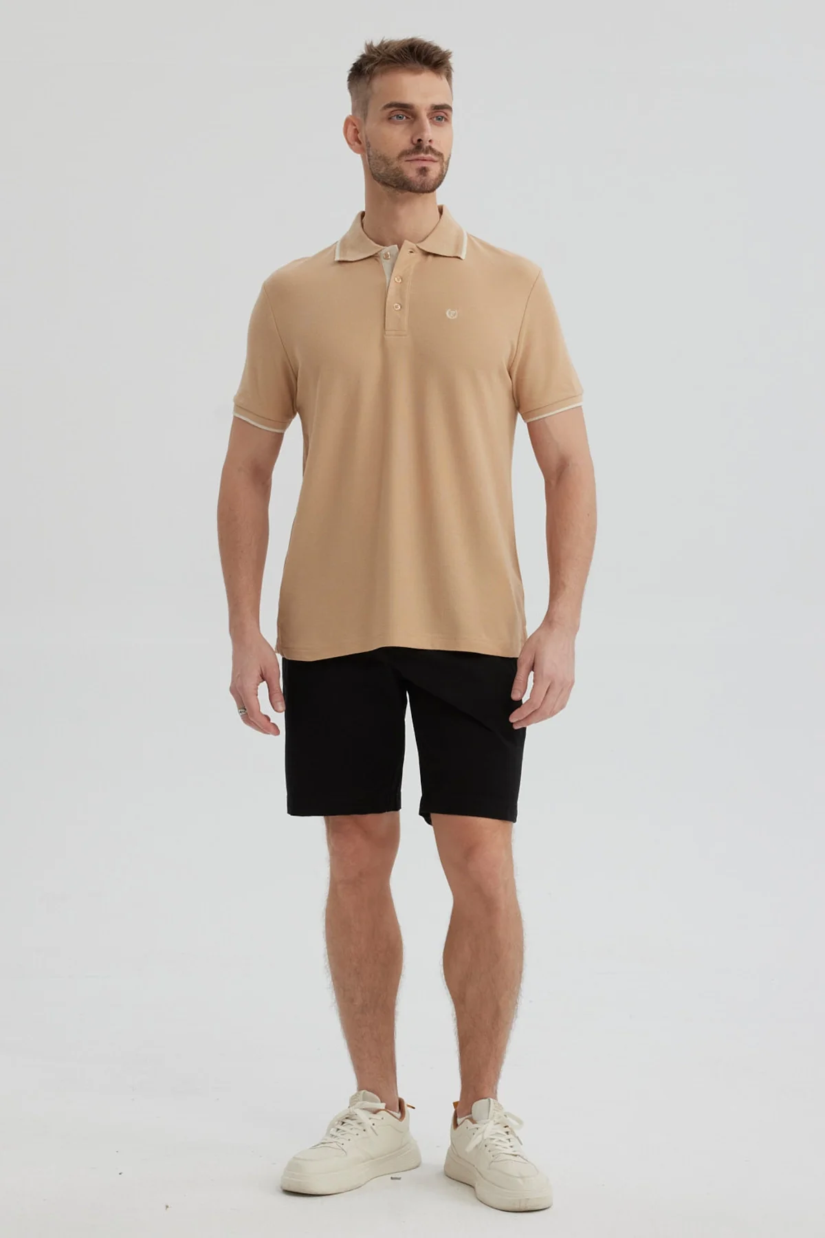 Polera Hombre Pique Básica Lisa Kaki - Image 4