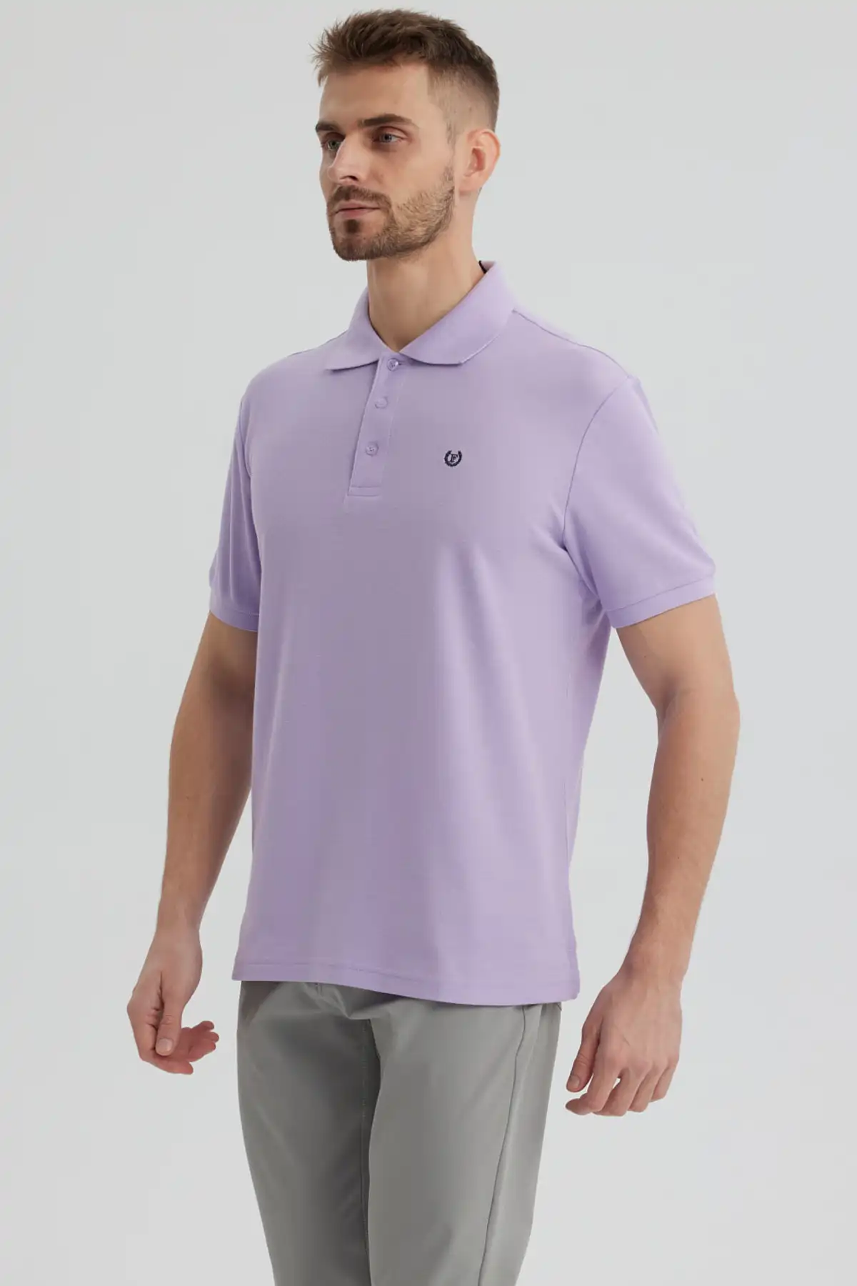 Polera Hombre Pique Básica Lisa Lila - Image 2