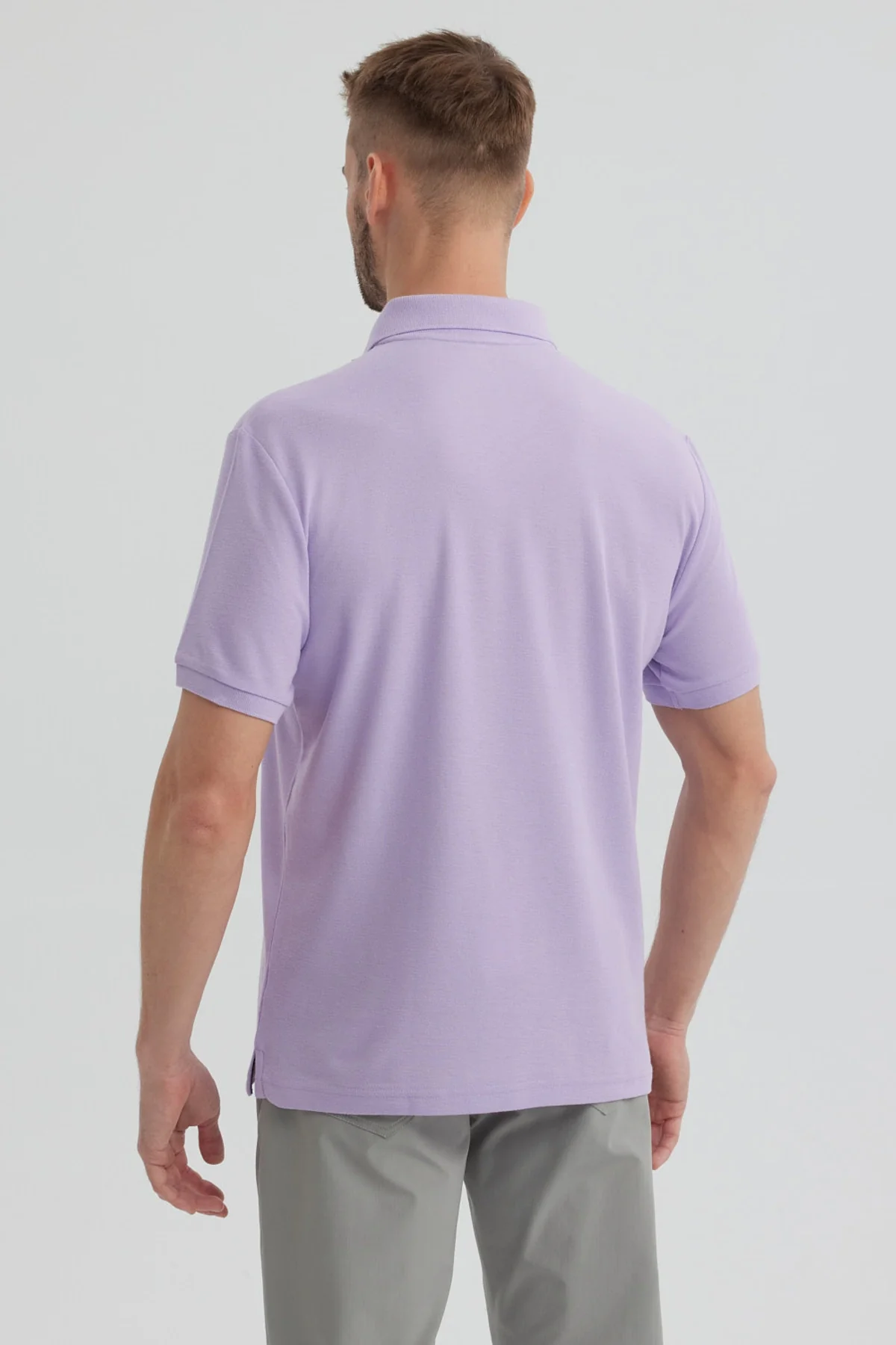 Polera Hombre Pique Básica Lisa Lila - Image 3