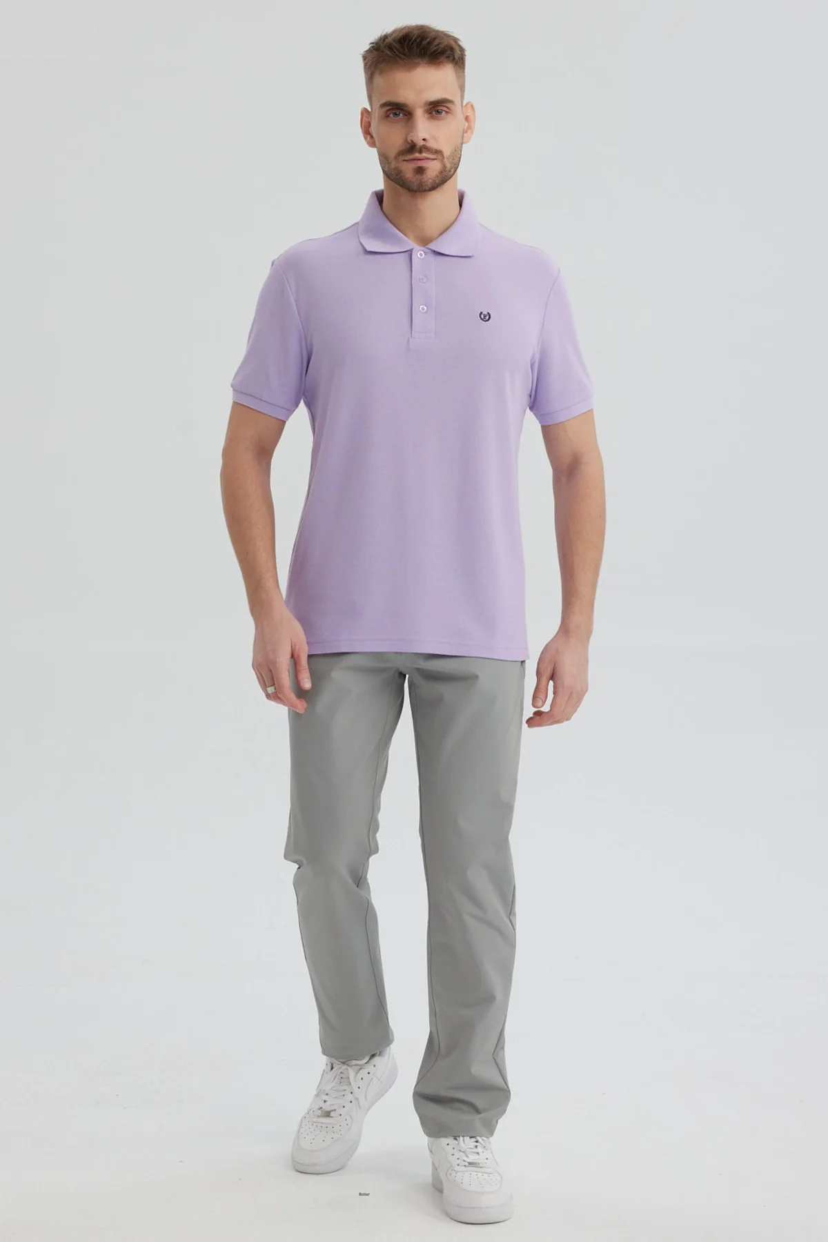 Polera Hombre Pique Básica Lisa Lila - Image 4