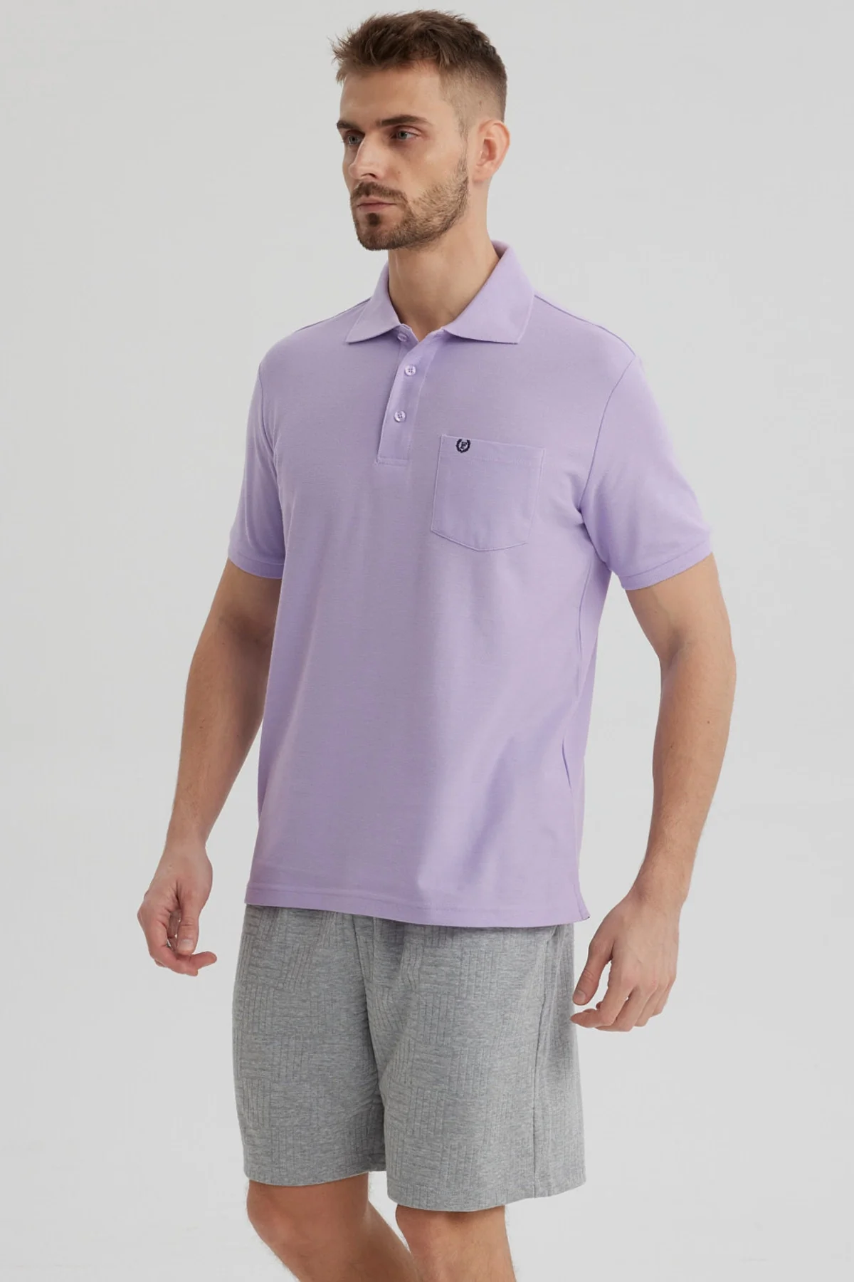 Polera Hombre Pique Básica Lisa Lila - Image 2