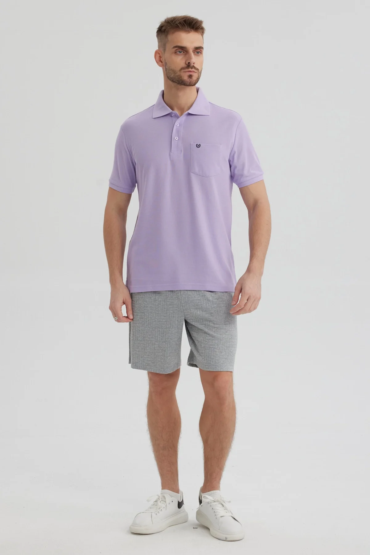 Polera Hombre Pique Básica Lisa Lila - Image 4