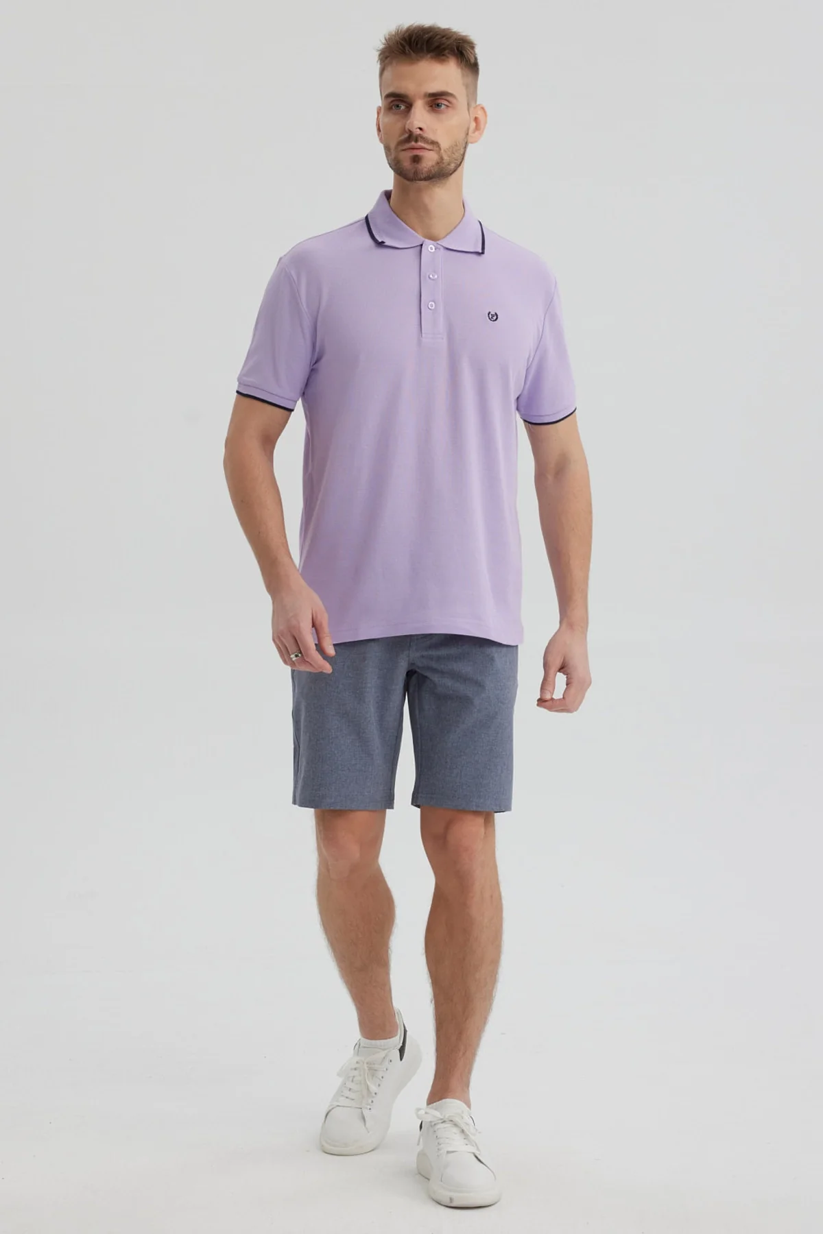 Polera Hombre Pique Básica Lisa Lila - Image 4