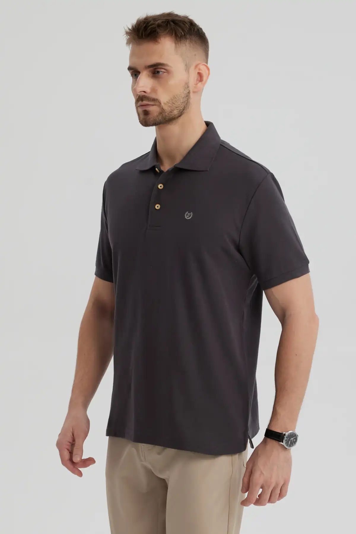 Polera Hombre Pique Básica Lisa Marengo - Image 2