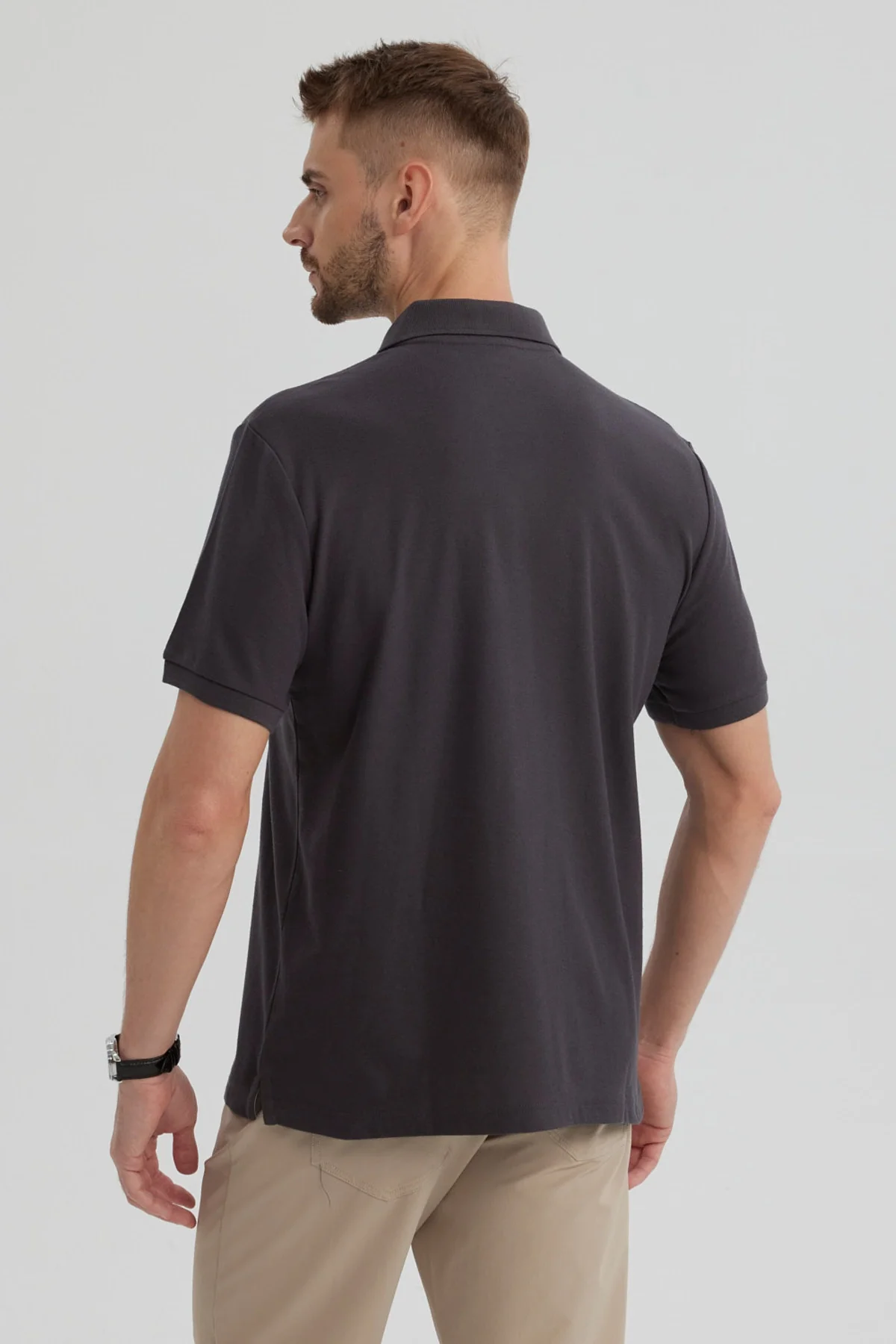 Polera Hombre Pique Básica Lisa Marengo - Image 3