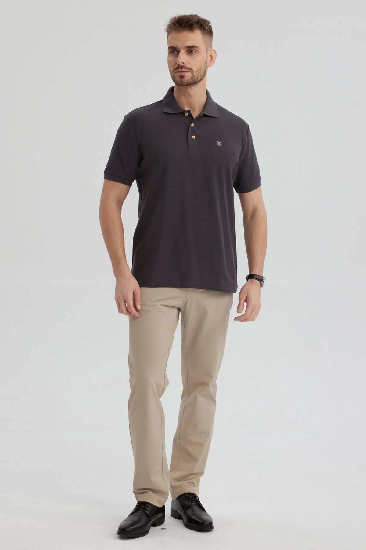 Polera Hombre Pique Básica Lisa Marengo - Image 4