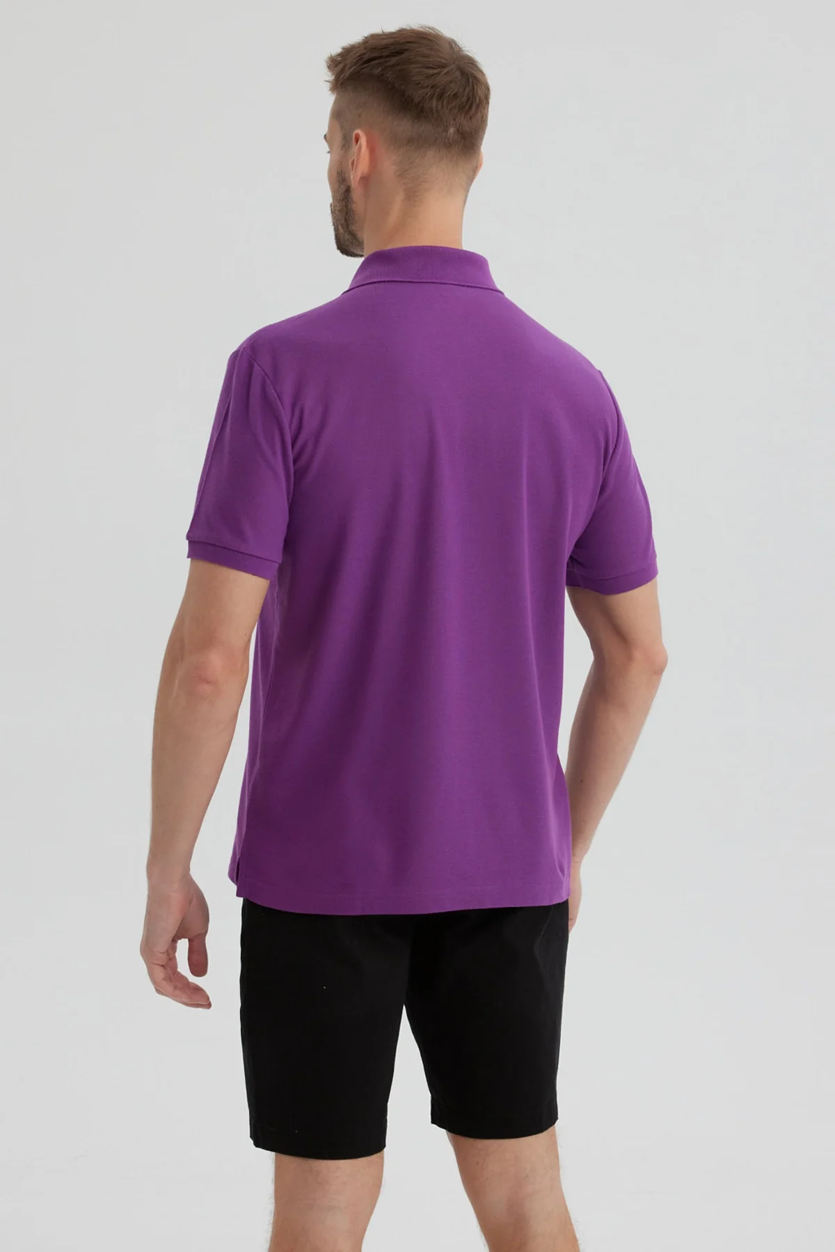 Polera Hombre Pique Básica Lisa Morado - Image 3