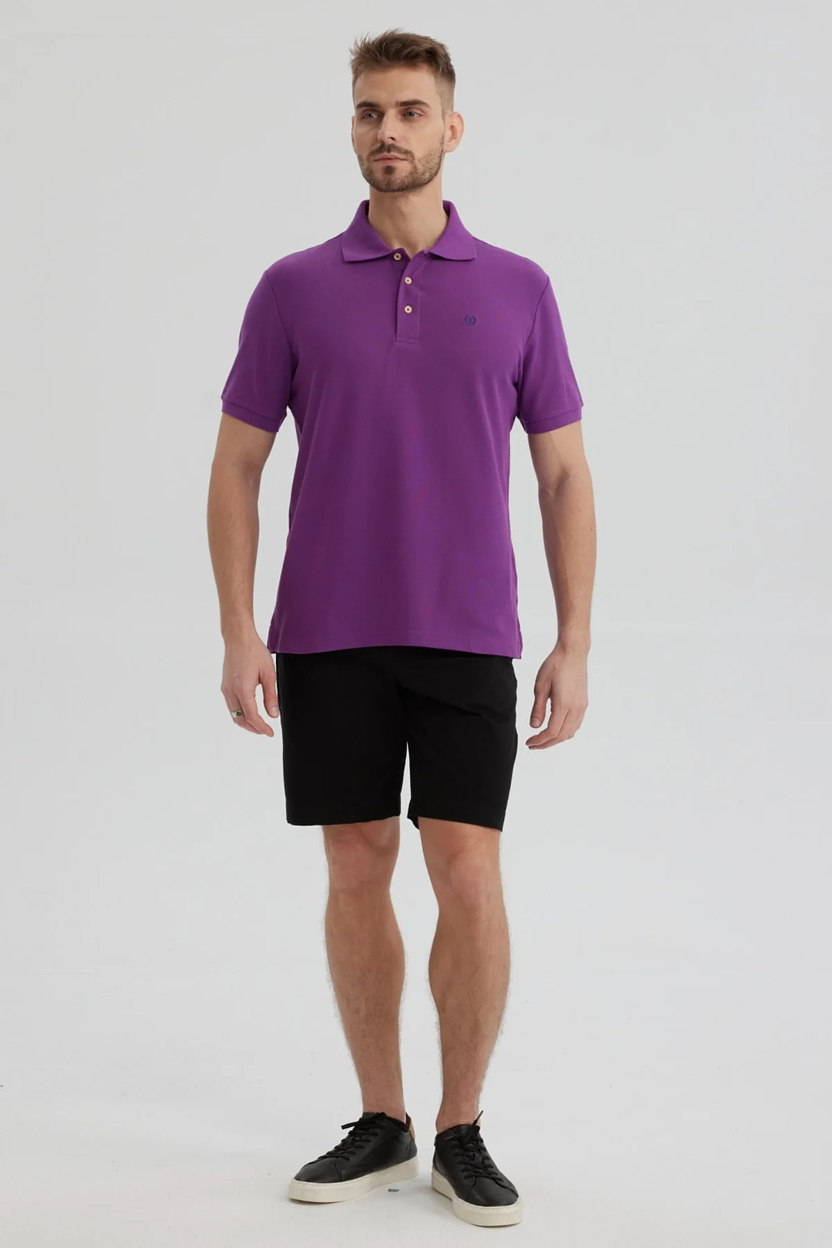 Polera Hombre Pique Básica Lisa Morado - Image 4
