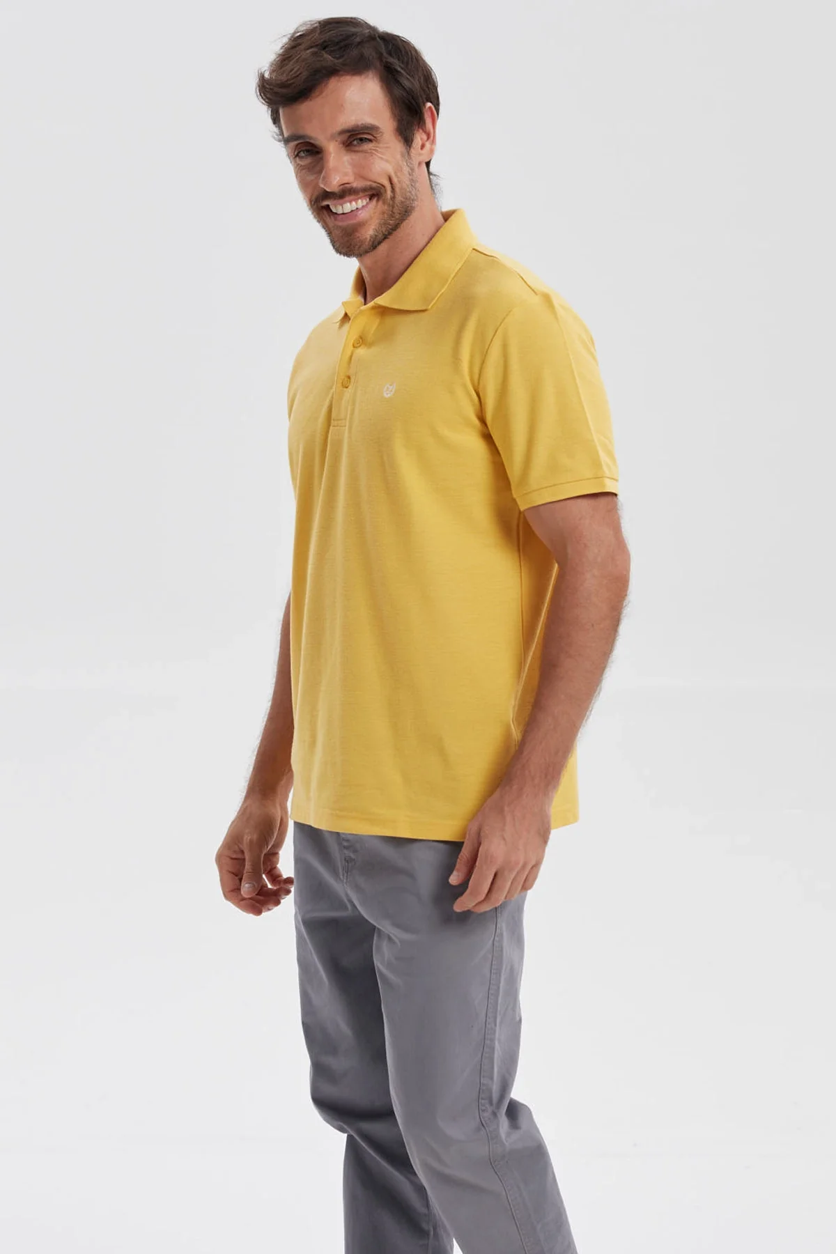 Polera Hombre Pique Básica Lisa Naranjo - Image 2