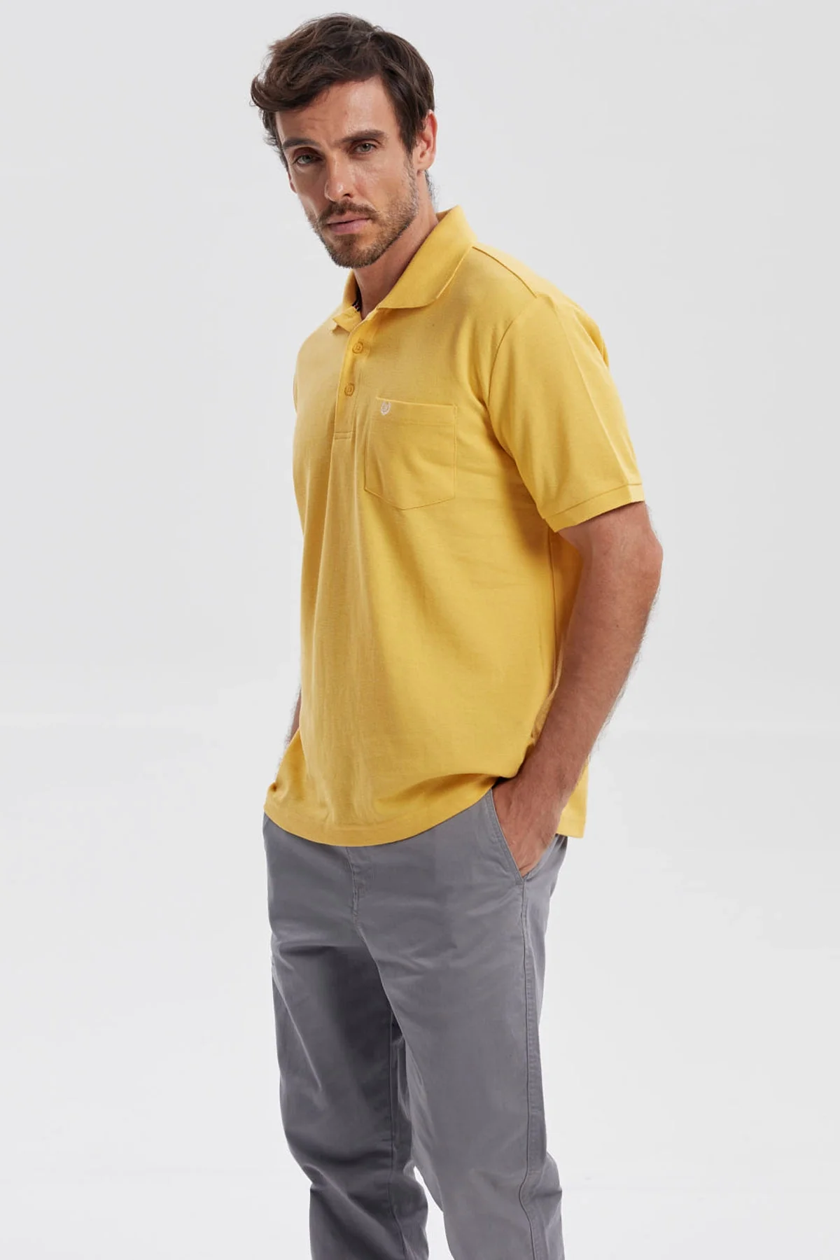 Polera Hombre Pique Básica Lisa Naranjo - Image 2