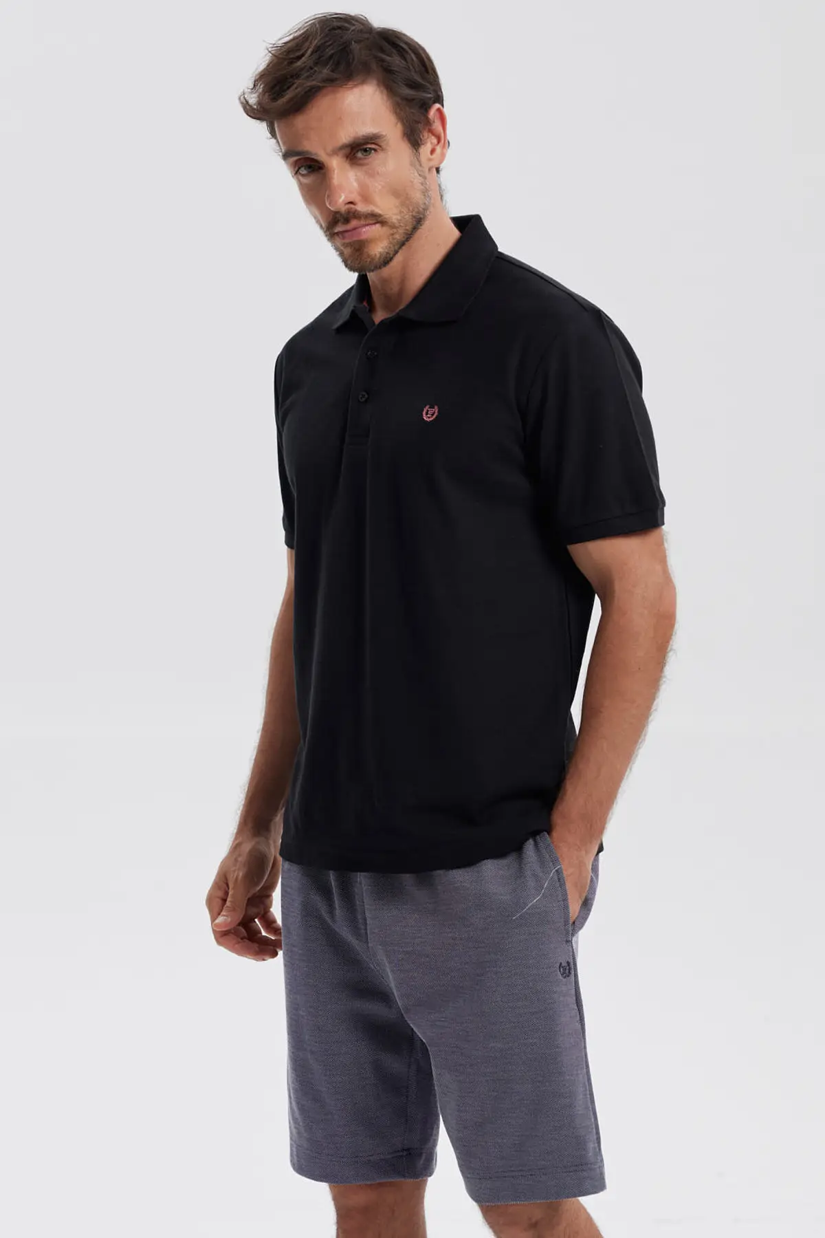 Polera Hombre Pique Básica Lisa Negro - Image 2