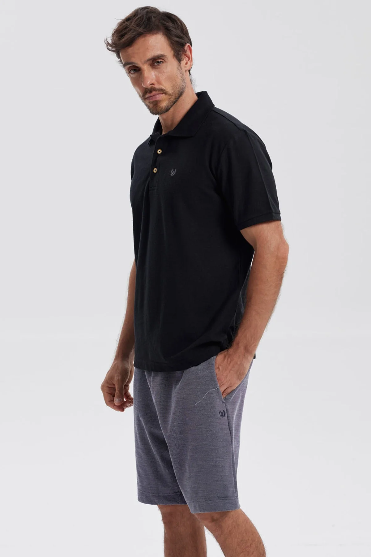 Polera Hombre Pique Básica Lisa Negro - Image 2