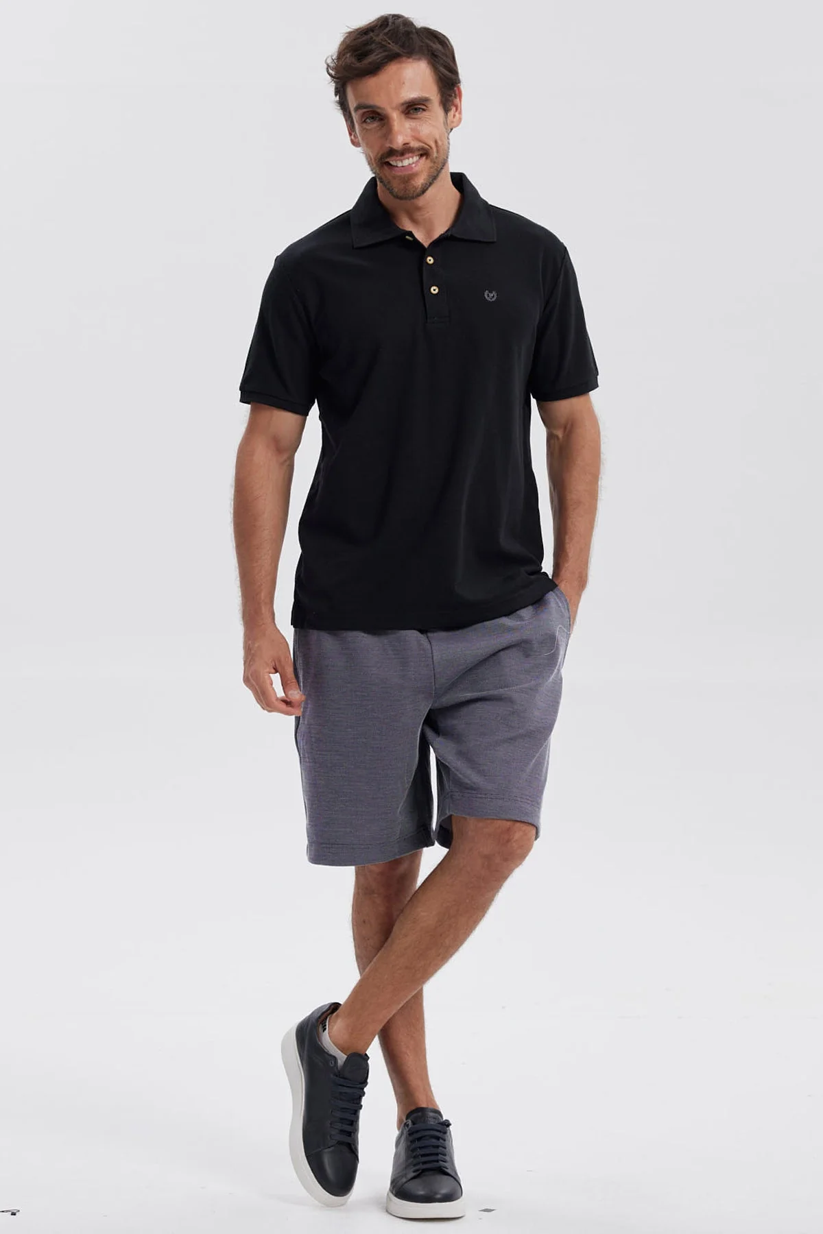 Polera Hombre Pique Básica Lisa Negro - Image 4