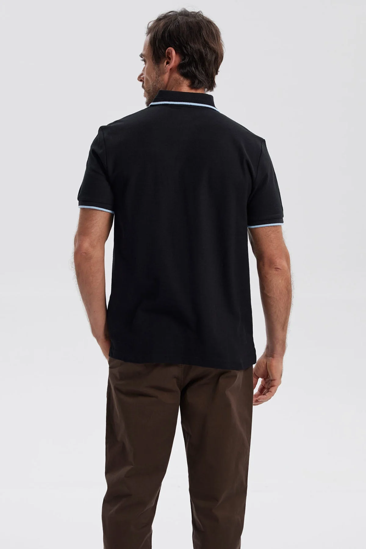 Polera Hombre Pique Básica Lisa Negro - Image 3