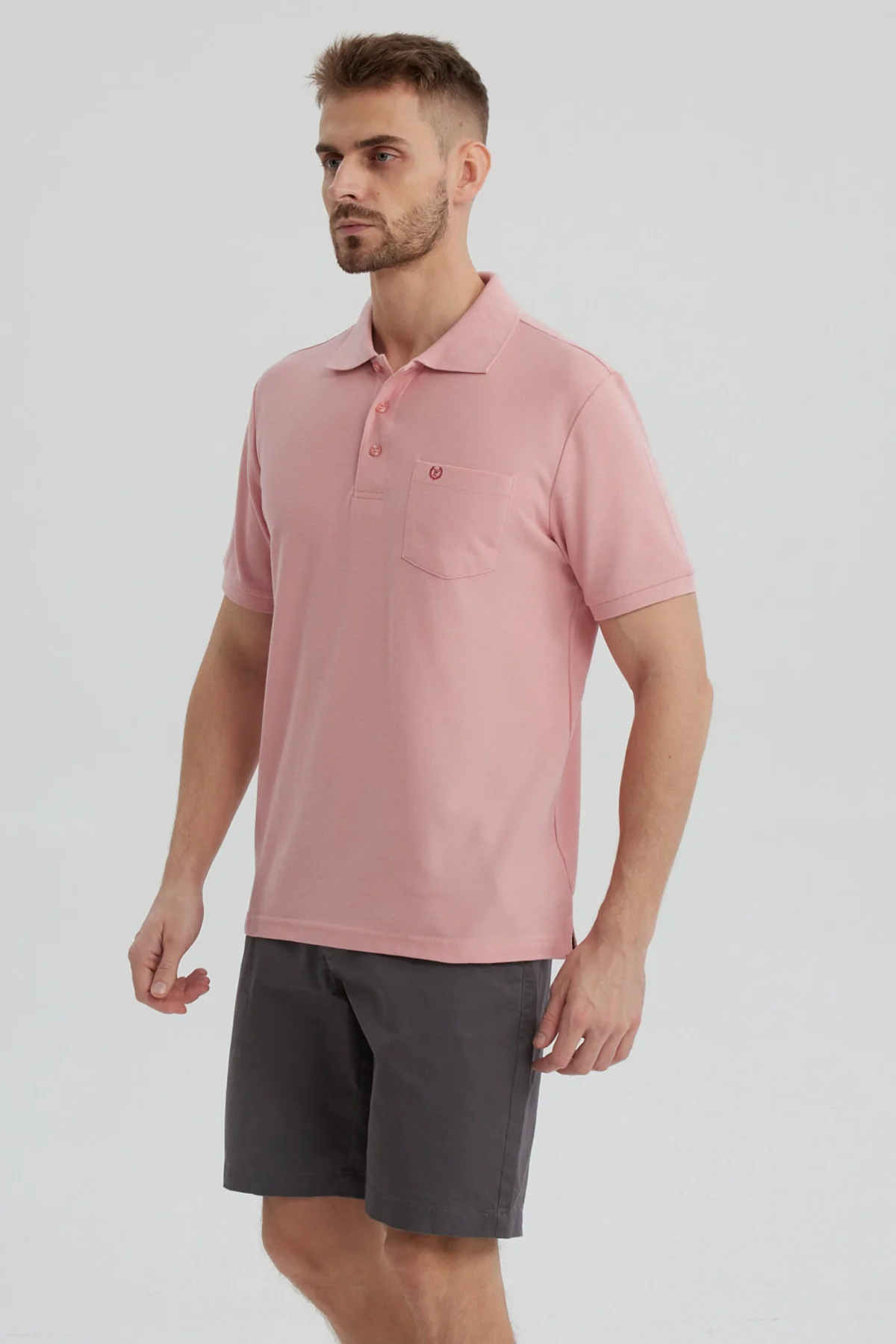 Polera Hombre Pique Básica Lisa Palo Rosa - Image 2
