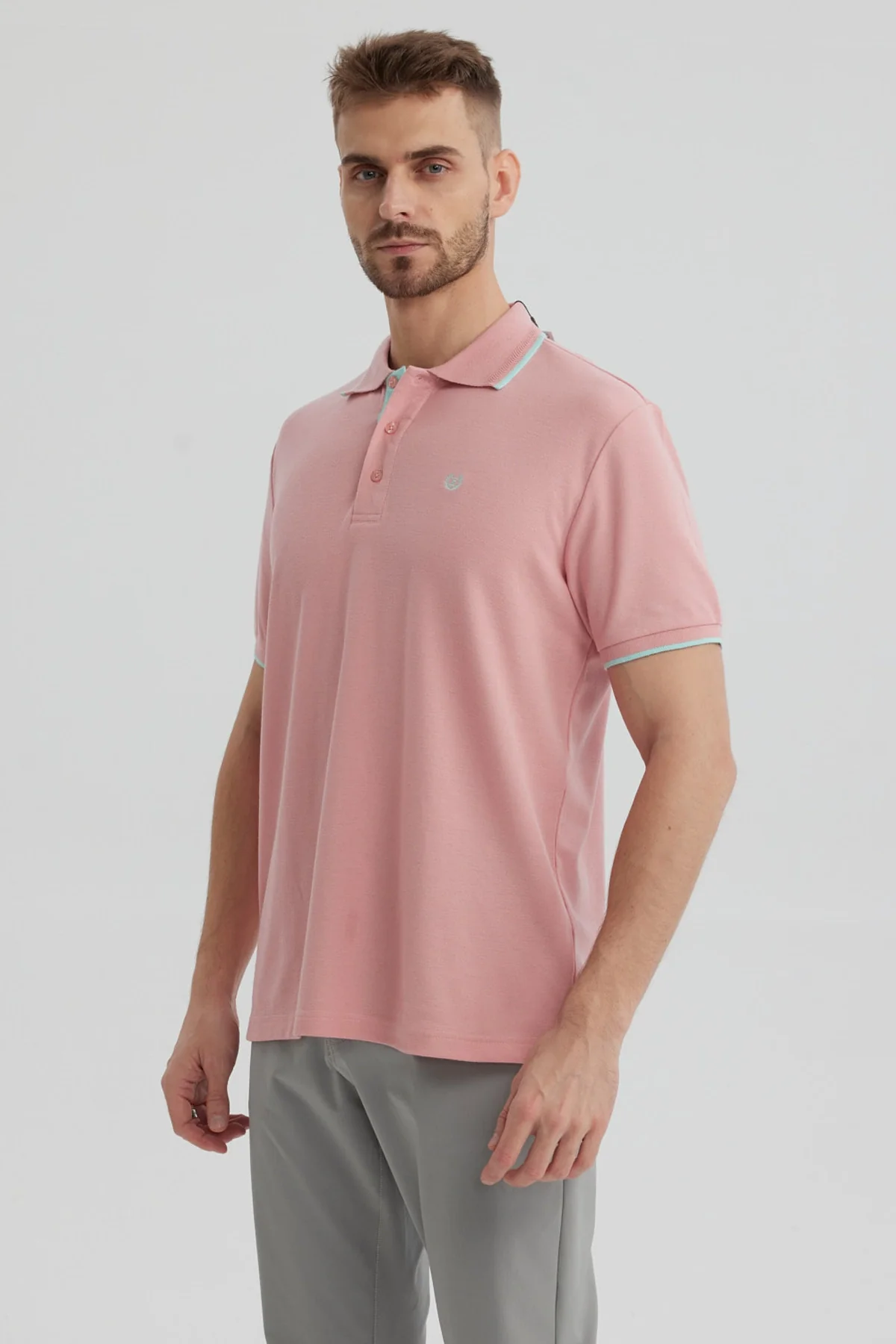 Polera Hombre Pique Básica Lisa Palo Rosa - Image 2